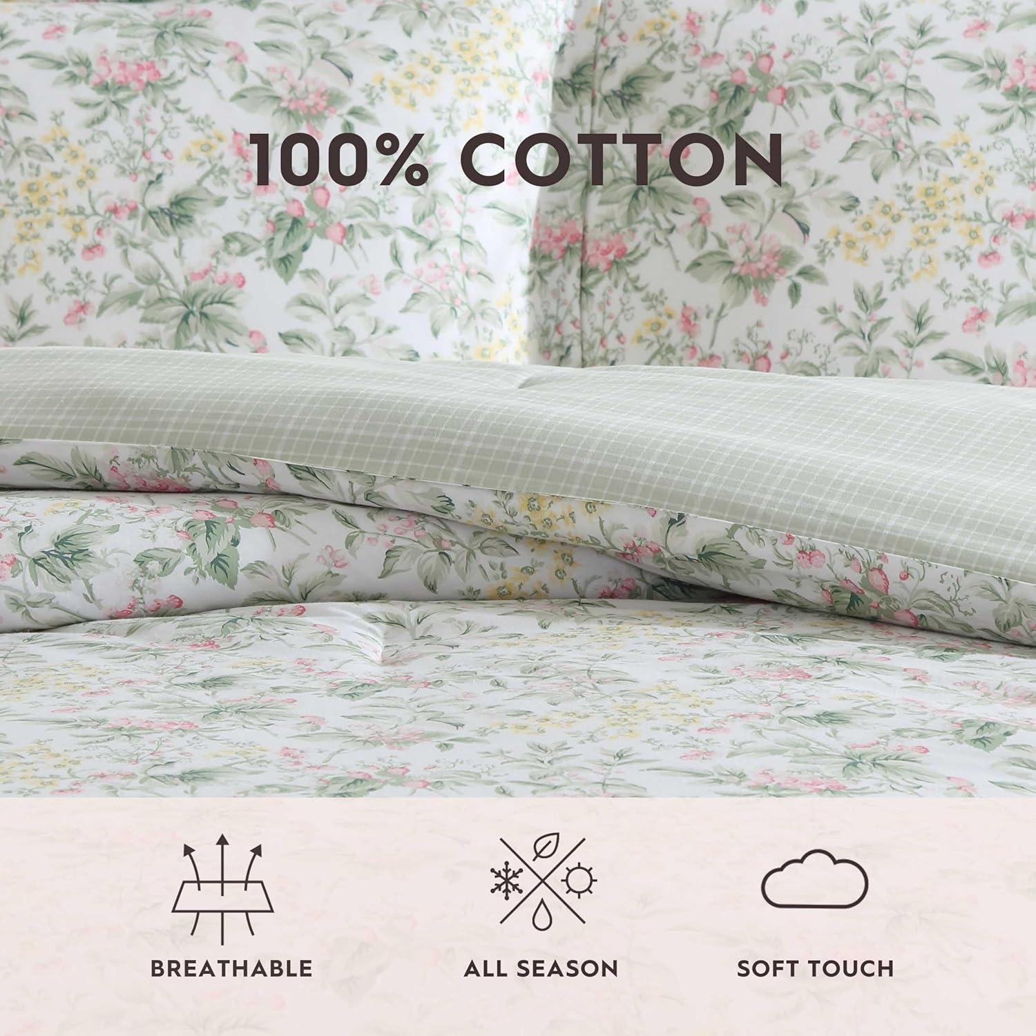 Laura Ashley Laura Ashley Bramble Floral Cotton Reversible Comforter Set