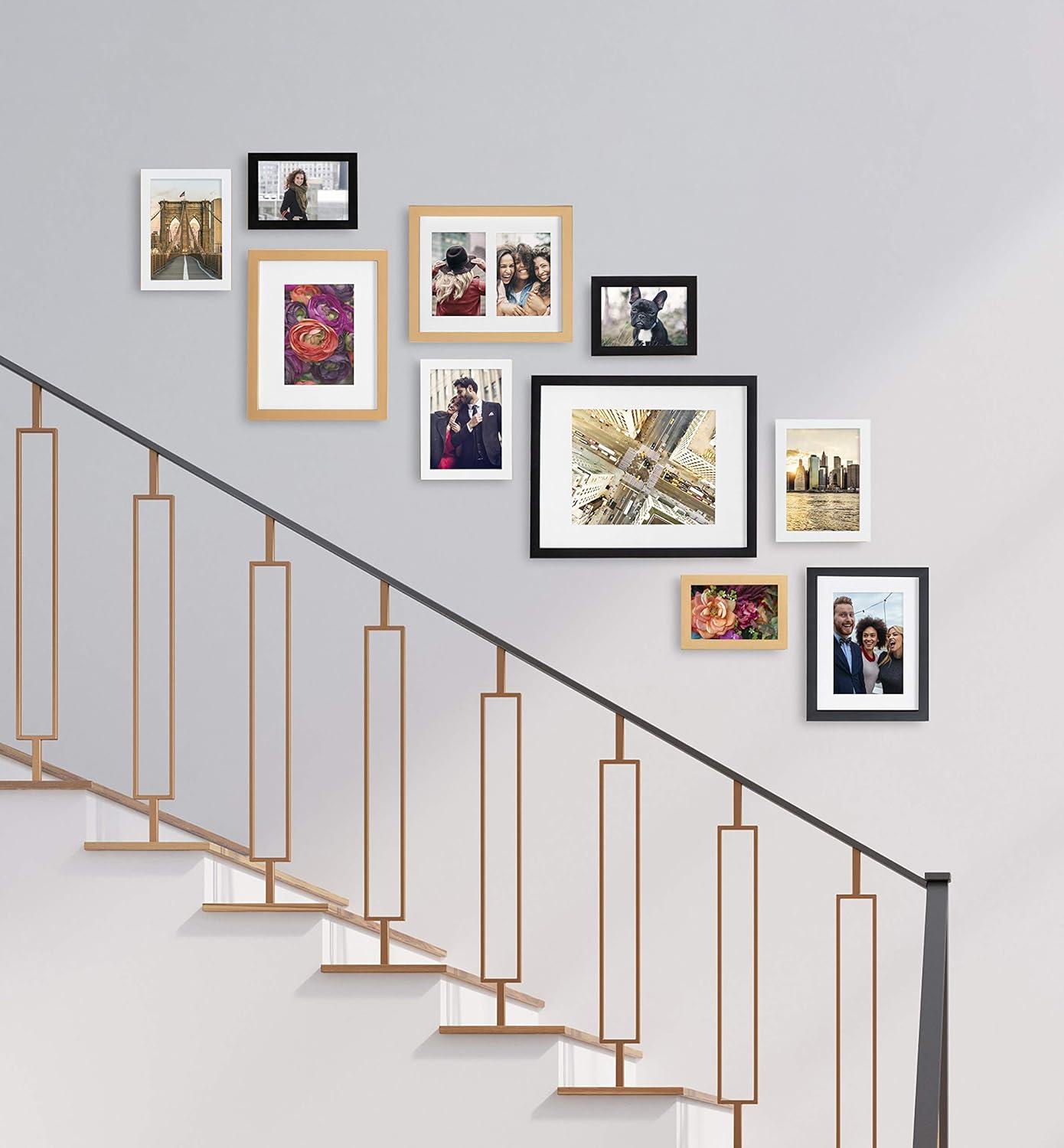 Gold and Wood 10-Piece Wall Frame Set