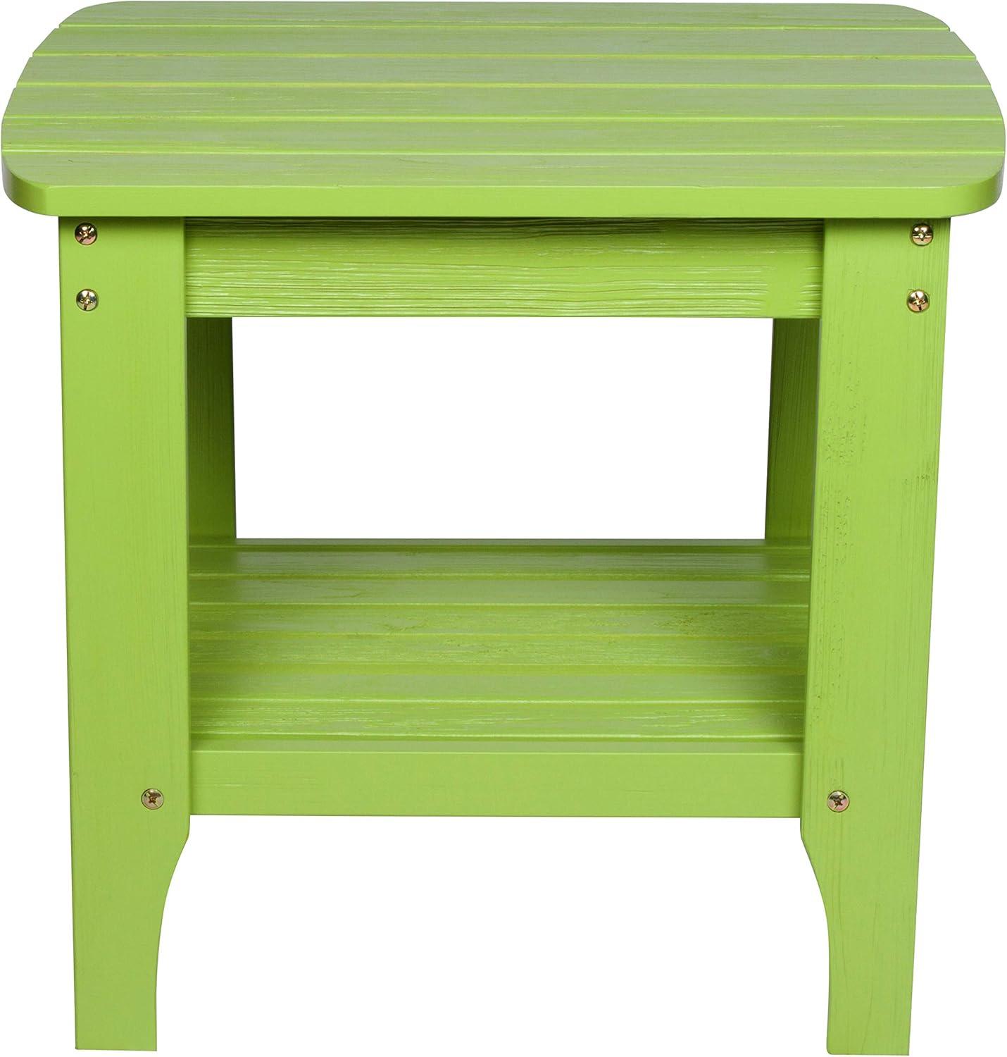 Shine Company Rectangular Traditional Wood Indoor/Outdoor Side Table in Green