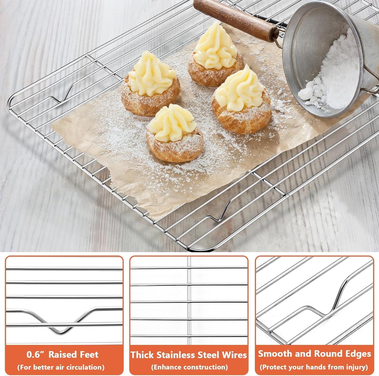 Stainless Steel 4-Piece Cooling Rack Set for Baking and Roasting