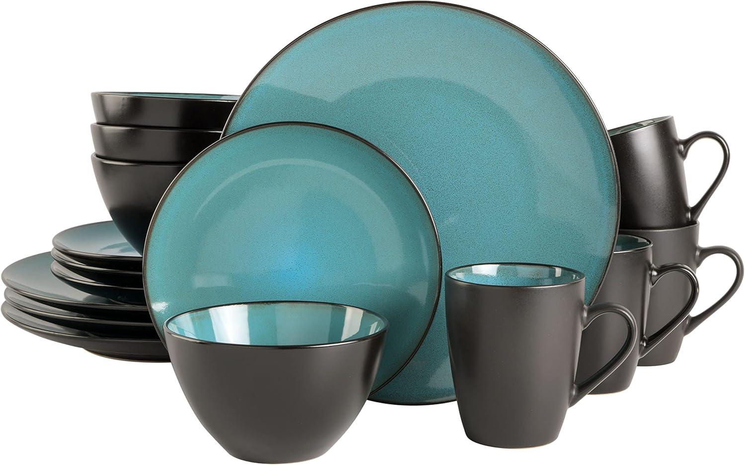 Teal Porcelain Square Dinnerware Set, Service for 4