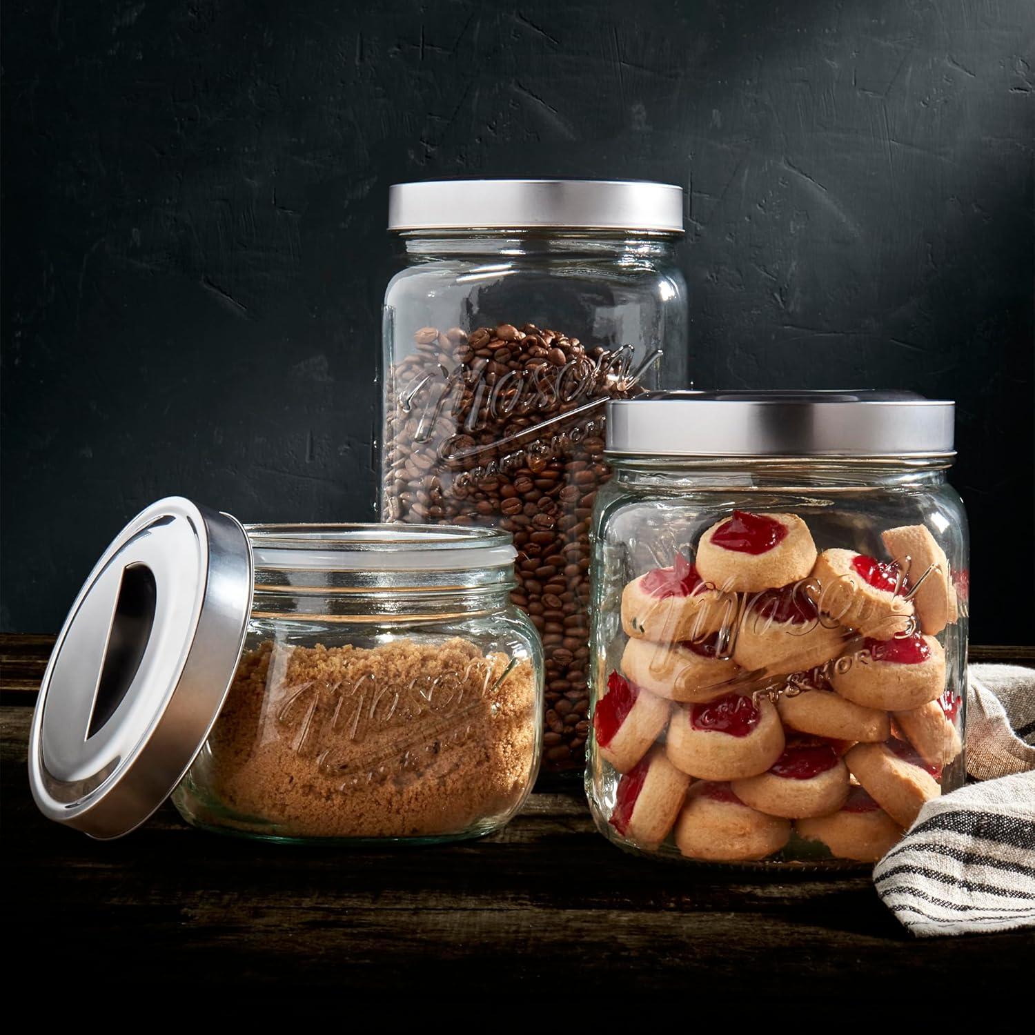 Mason Craft & More Vintage Storage Jars Glass Canister - Set of 3