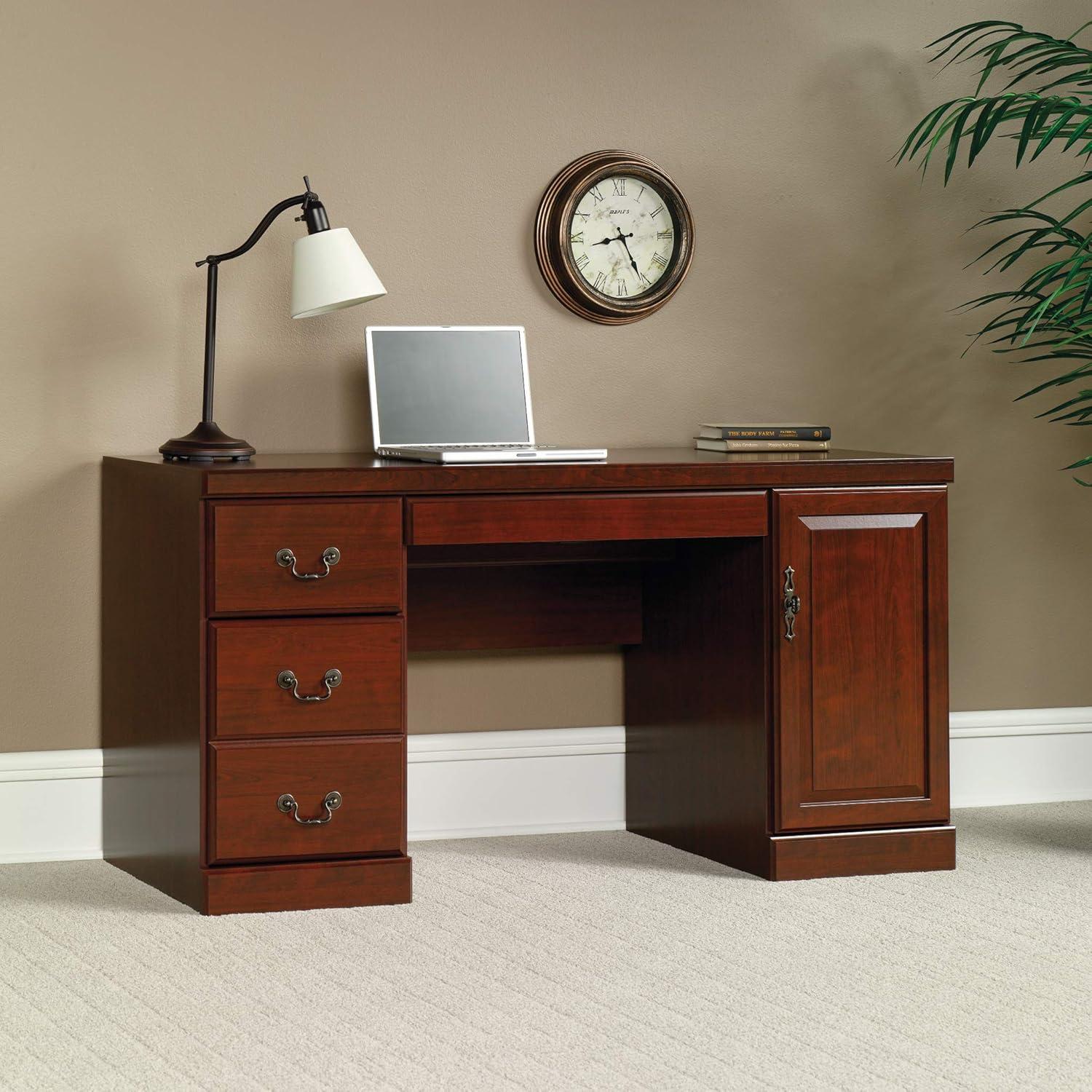 Heritage Hill Classic Cherry Executive Computer Credenza with Integrated Storage