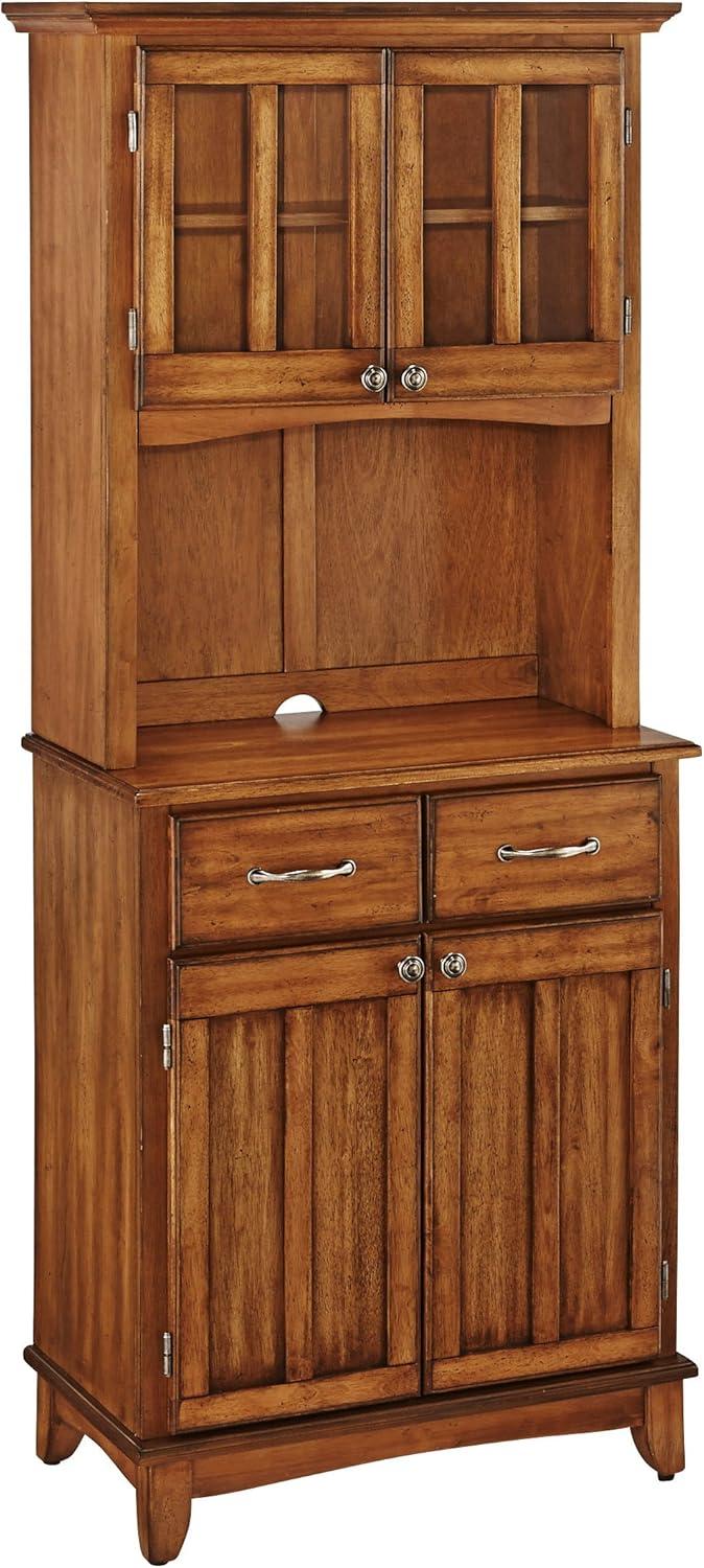 Small Buffet of Buffets Server with Hutch and Oak Top Oak - Homestyles: Traditional Storage, Glass Doors, Adjustable Shelves