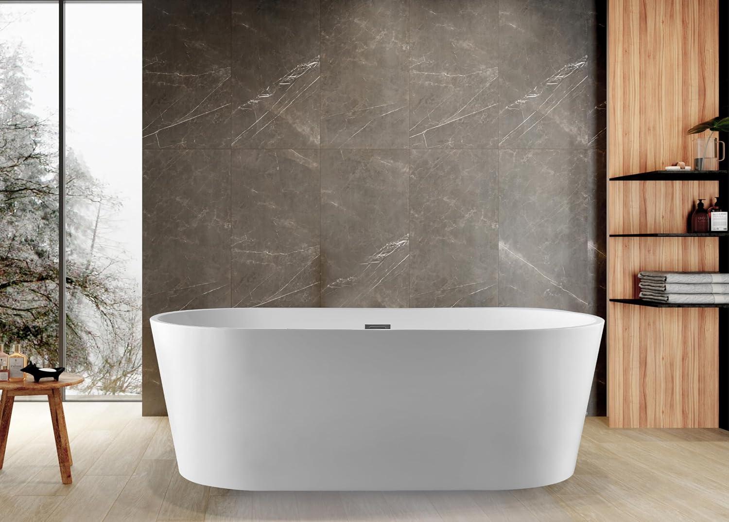 Kingston Brass Aqua Eden 71-Inch Acrylic Oval Double Ended Freestanding Tub with Drain