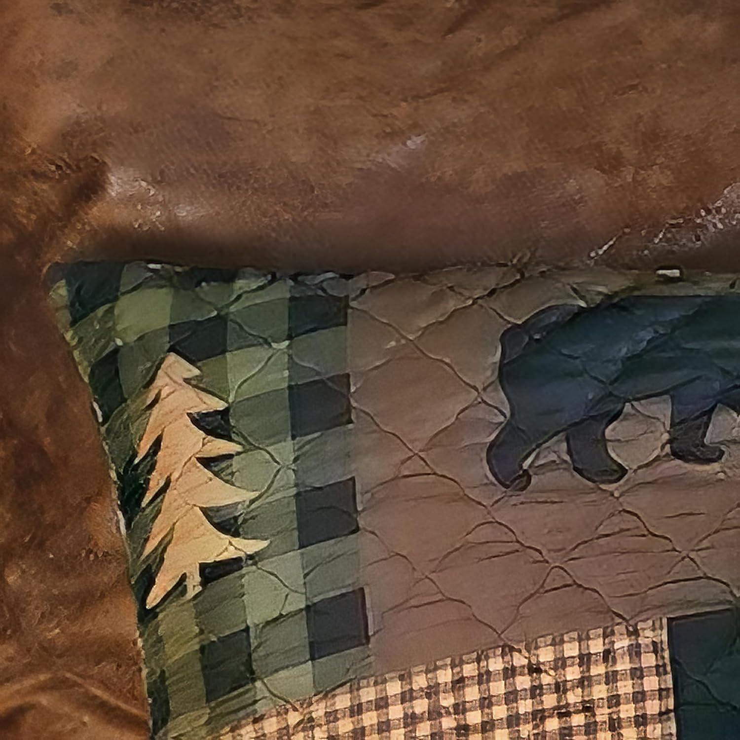 Rustic Queen Size Cabin Theme Comforter Set with Bear Prints