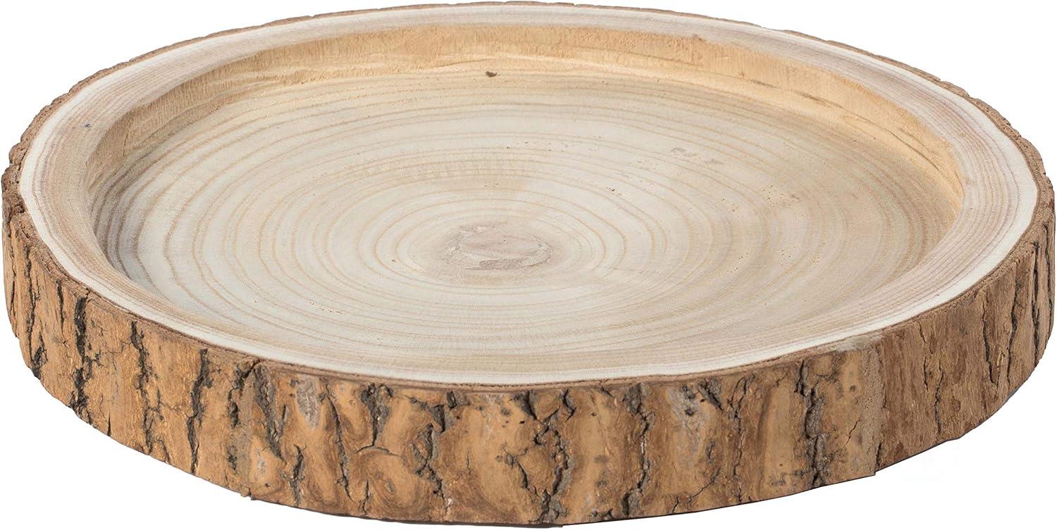 Vintiquewise Wood Tree Bark Indented Display Tray Serving Plate Platter Charger