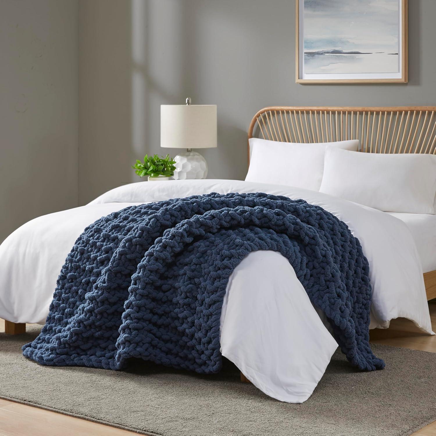 Madison Park Chenille Chunky Knit Throw