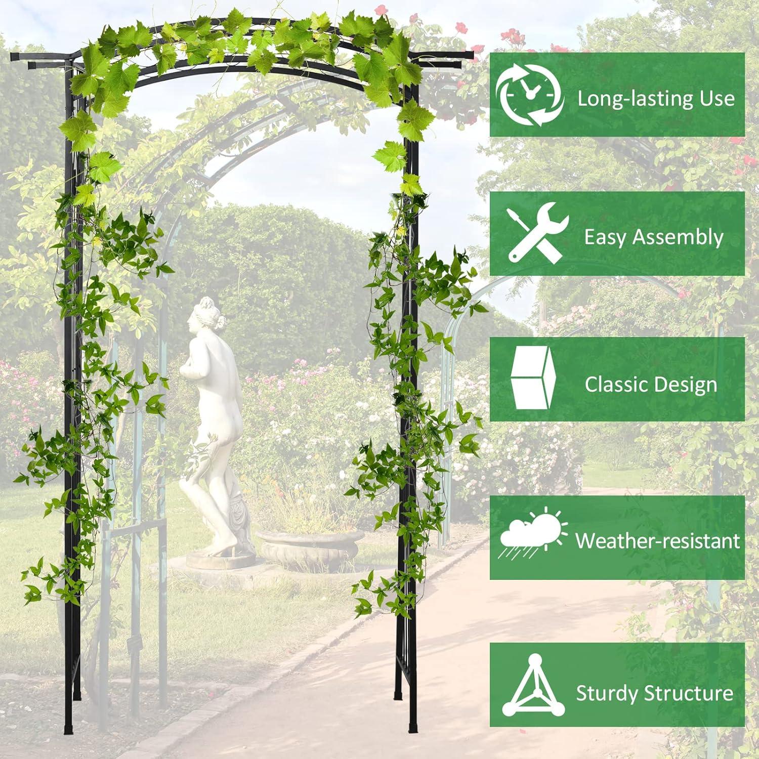 Outsunny 7Ft Garden Arch Arbor, Metal Arch Trellis for Climbing Vines, Garden Archway for Wedding, Bridal Party, Ceremony