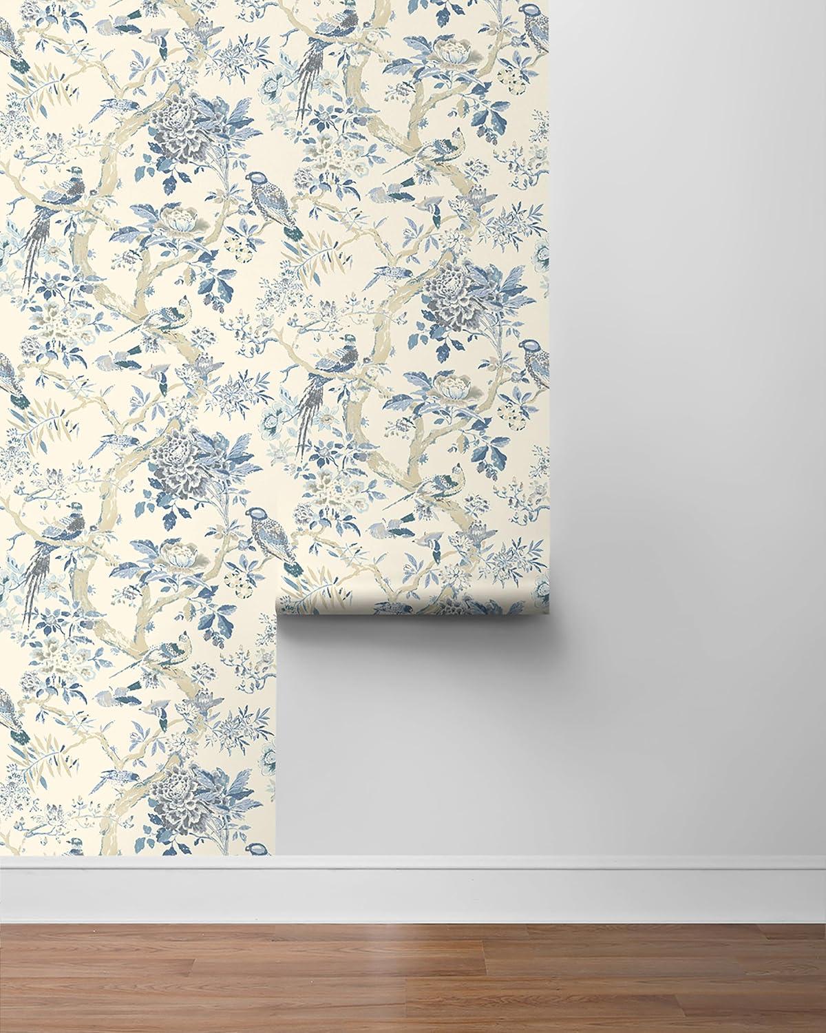 Menara Blue Floral Self-Adhesive Vinyl Wallpaper