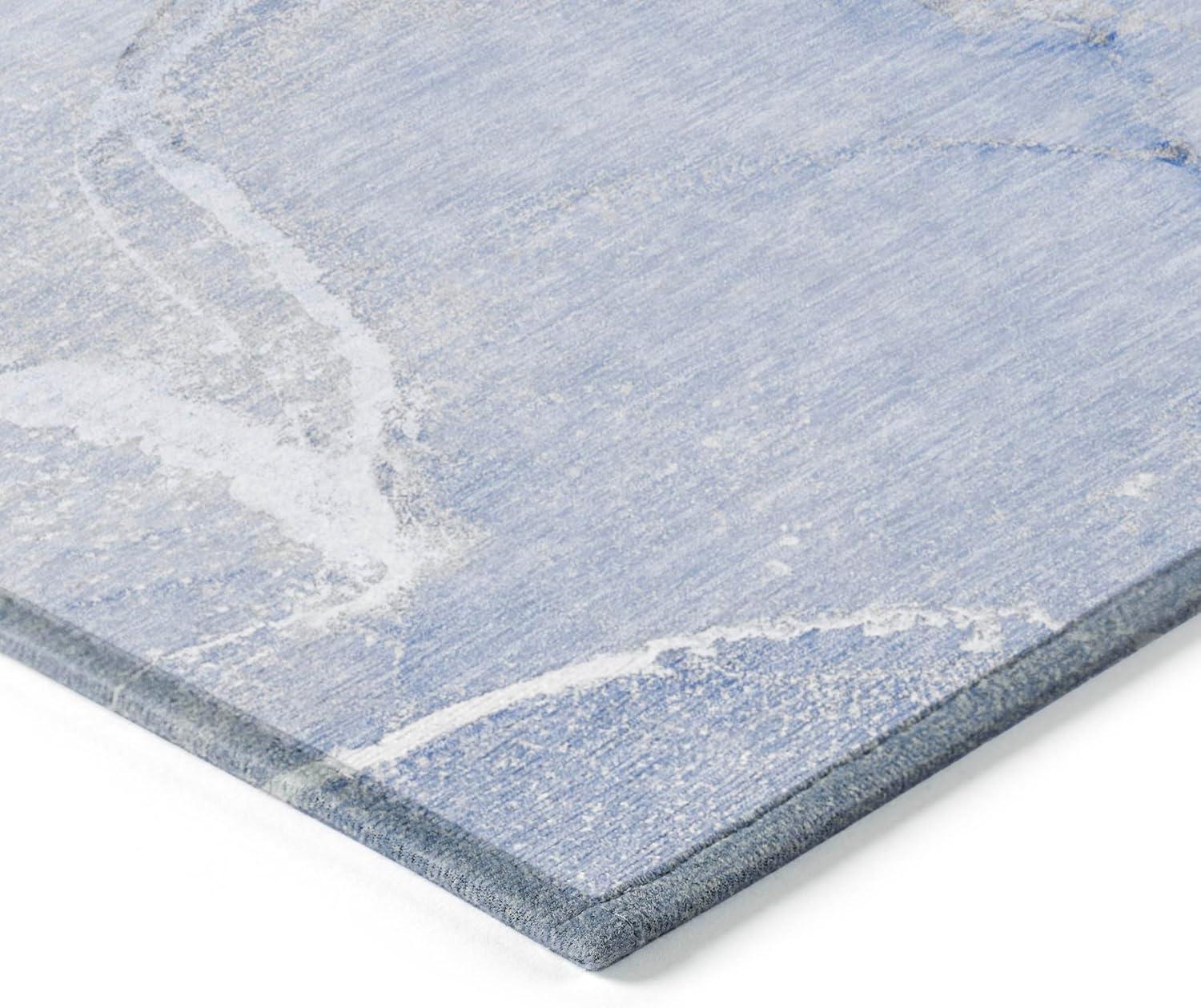 Blue Synthetic Flat Woven Reversible 5' x 7' Rug