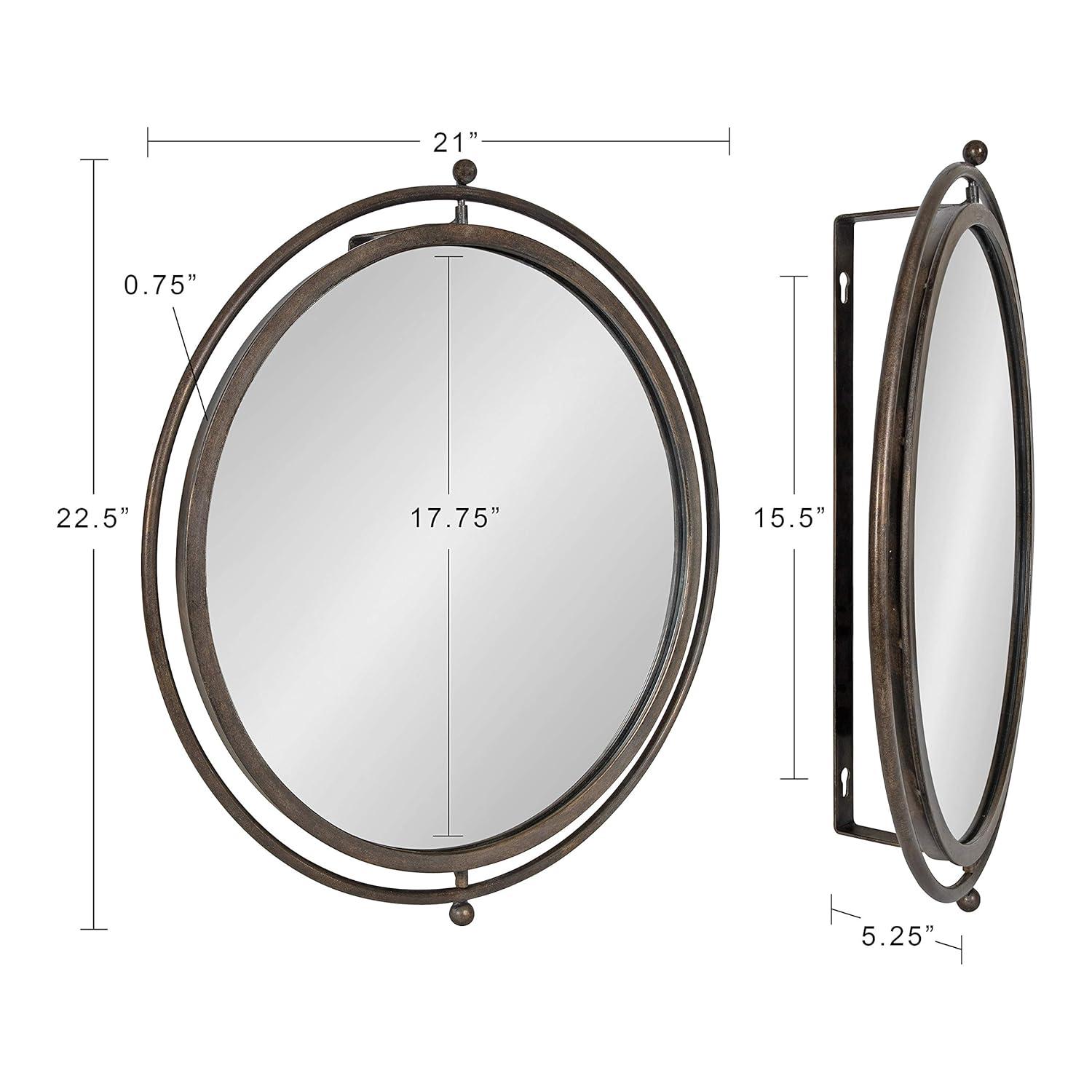 21"x23" Baron Pivot Decorative Wall Mirror Silver - Kate & Laurel All Things Decor: Swivel Rod, Easy Mount