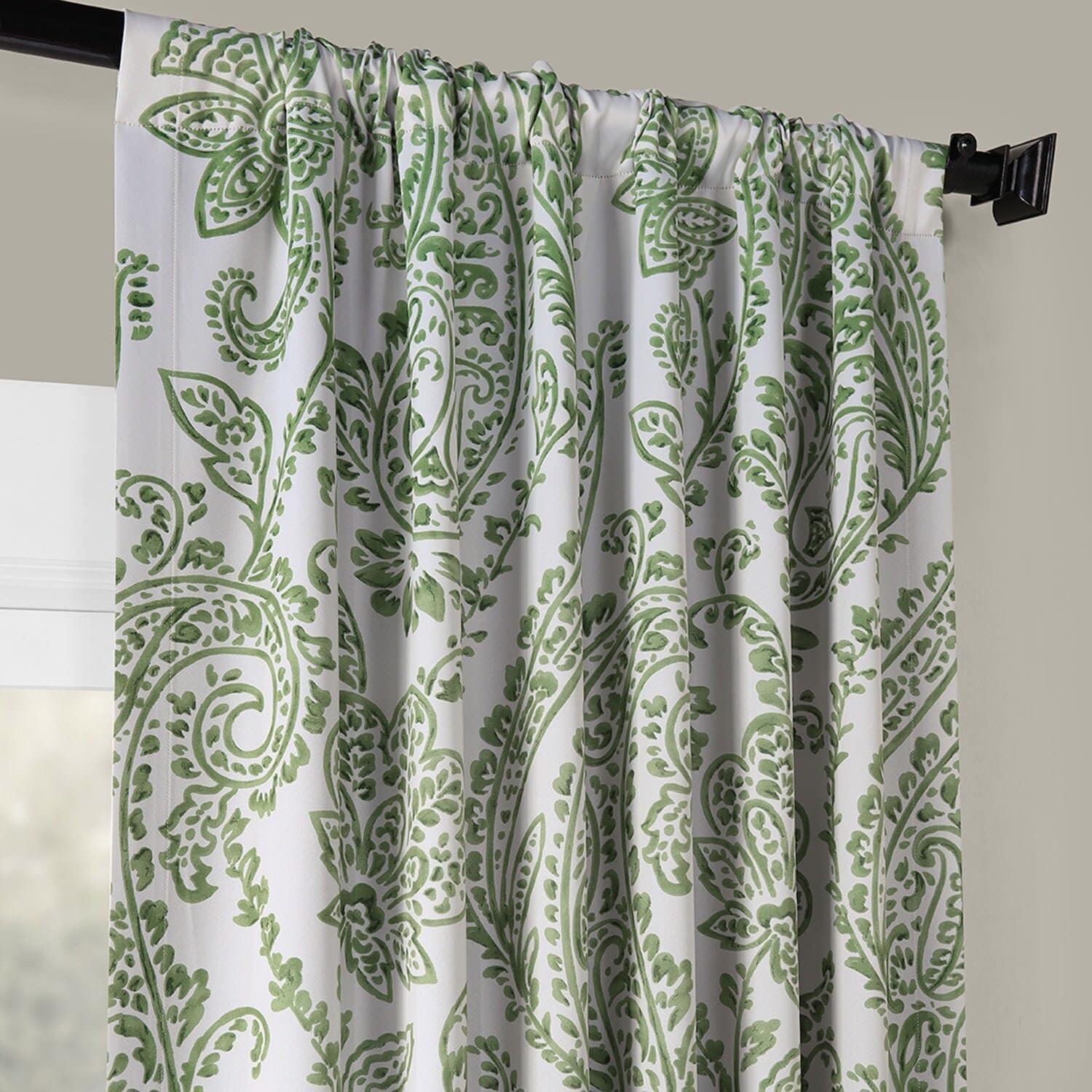 Exclusive Fabrics  Tea Time Room Darkening Curtain (2 Panels) Tea Time Green 50 X 96 96 Inches