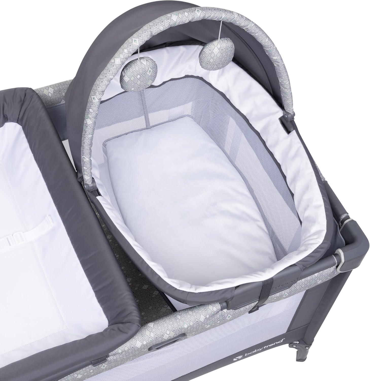 Baby Trend Nursery Den Playard with Snooze Pod and Flip Over Changer - Diamond Sage
