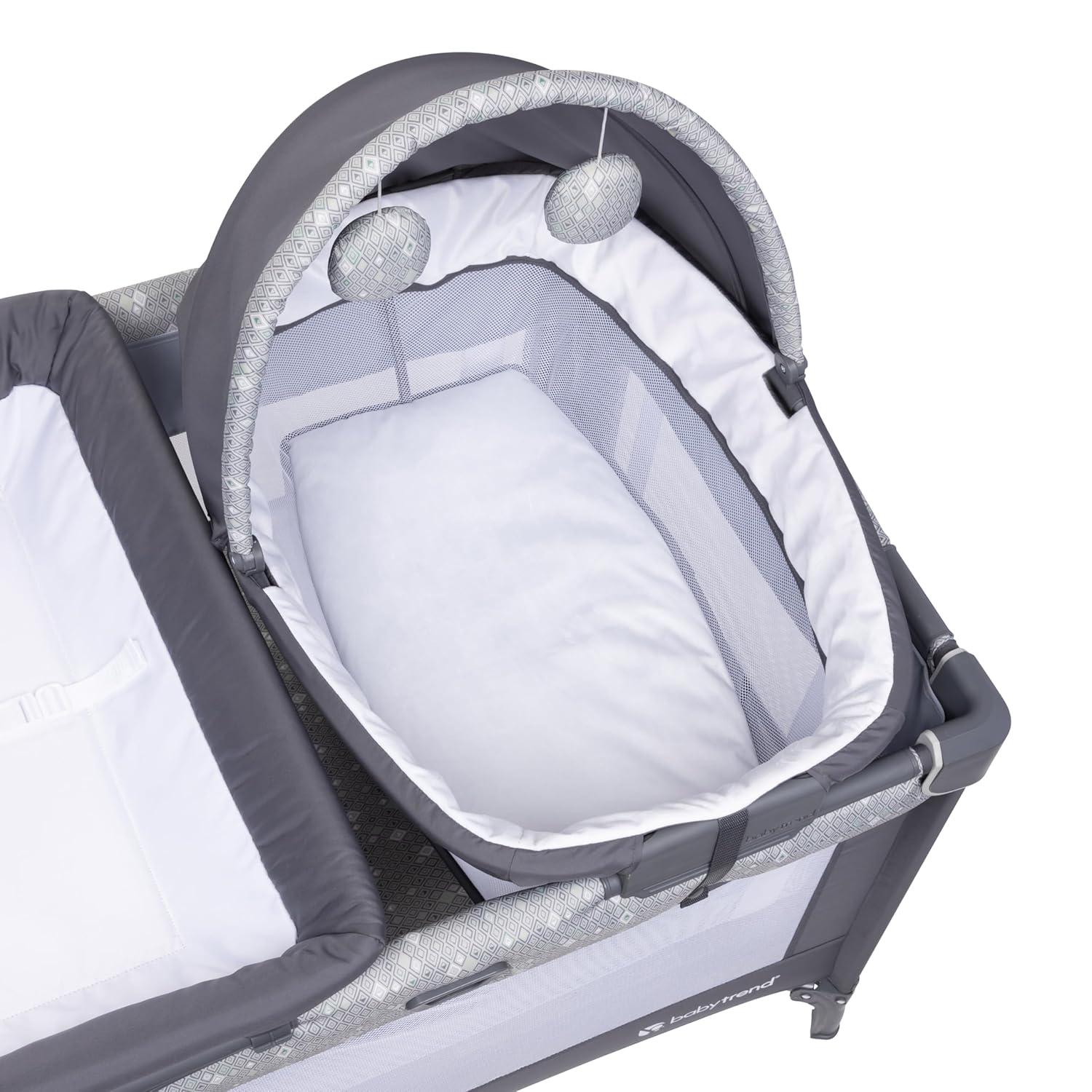 Baby Trend Nursery Den Playard with Snooze Pod and Flip Over Changer - Diamond Sage