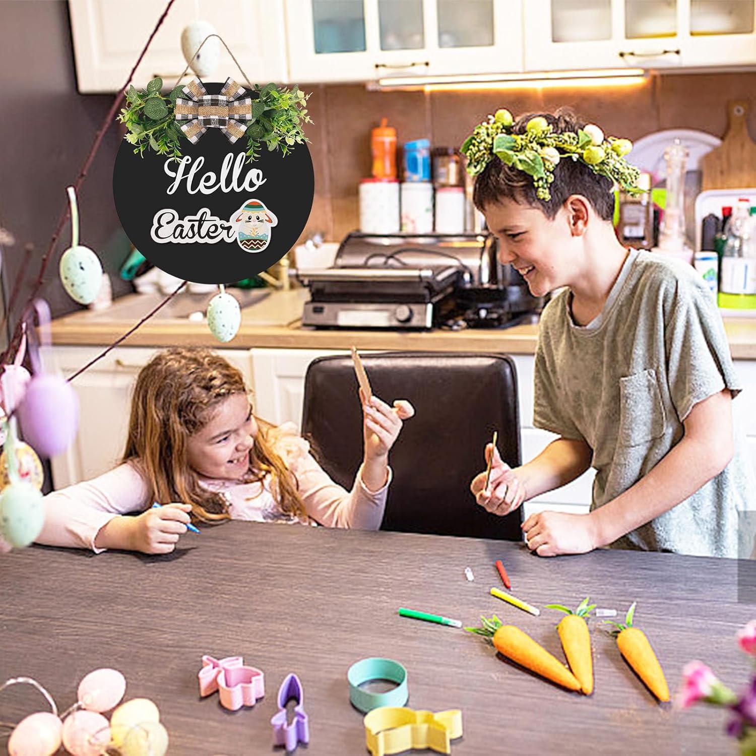 RoseCraft Interchangeable Wooden Seasonal White Welcome Sign, Rustic Welcome Front Door Wreaths for Home Wall Porch Decor, for Easter Spring Summer Fall Halloween Christmas All Season Decorations.