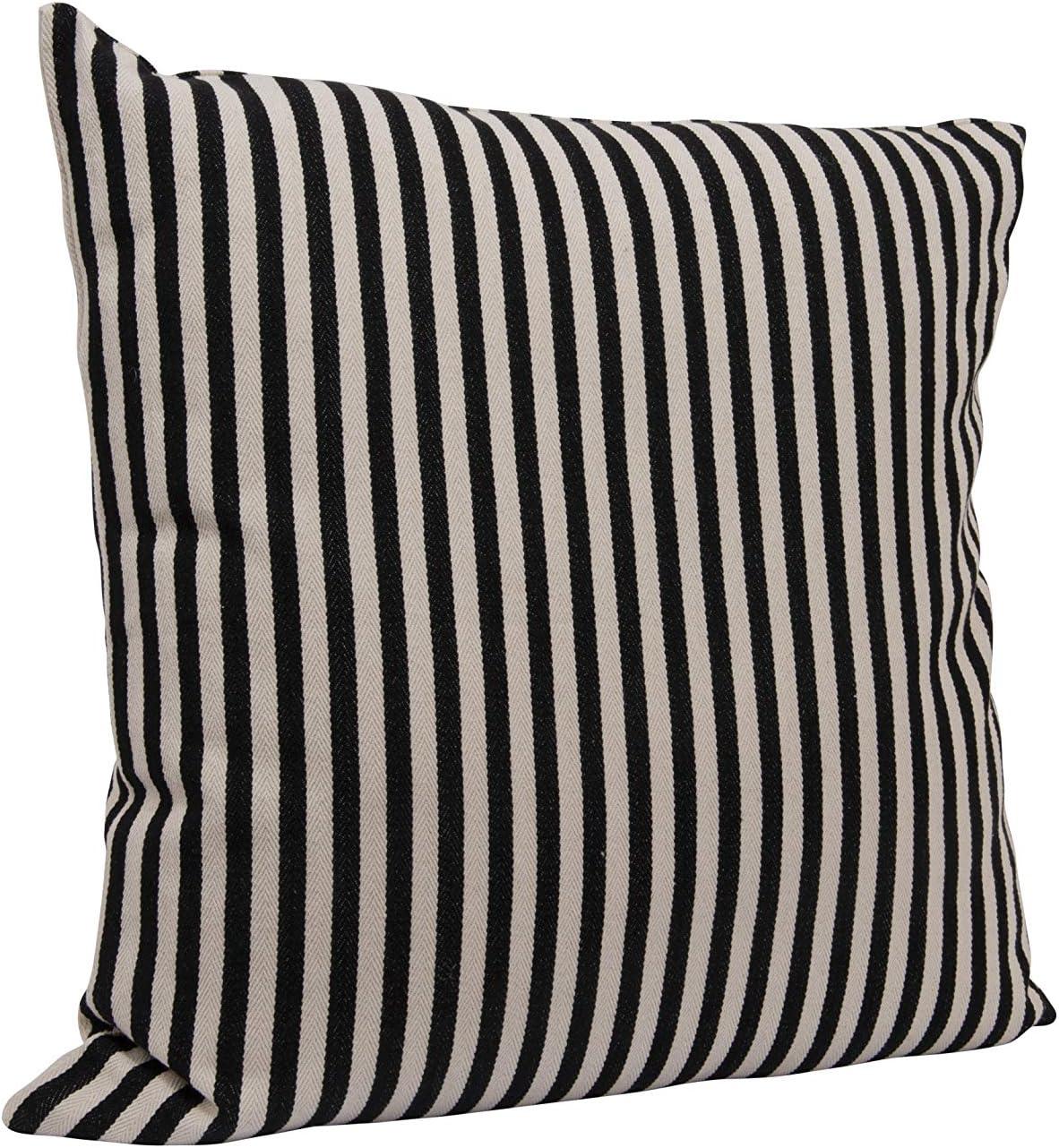 Creative Co-Op Woven Cotton Striped Pillow, Black and Cream