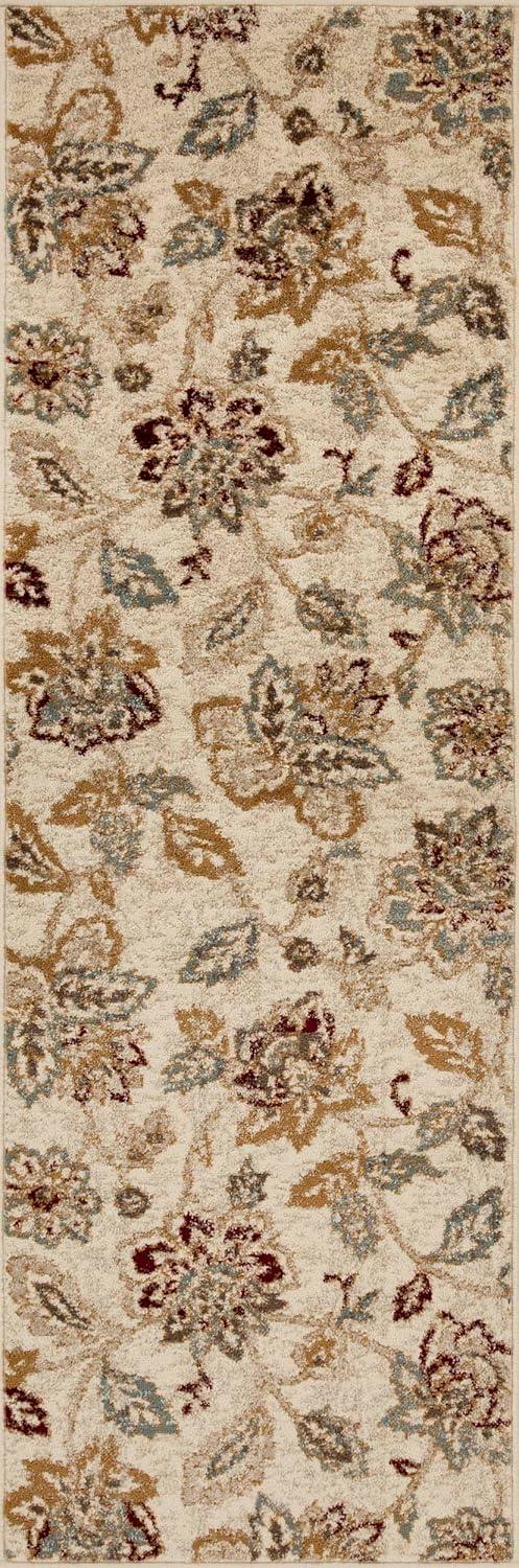 Superior Jacobean Floral Indoor Area Rug, 7' x 9', Stone