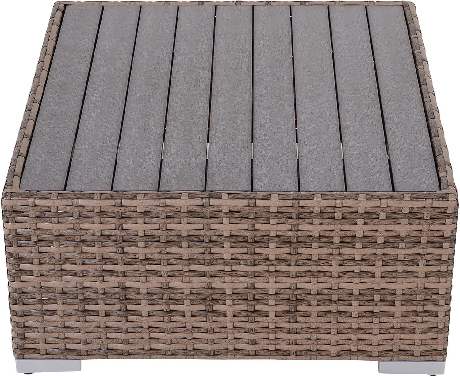 Outsunny 7-Piece Patio Furniture Set, Outdoor Wicker Conversation Set, All Weather PE Rattan Sectional Sofa w/ Faux Wood Table, Stripe Pillows, Gray