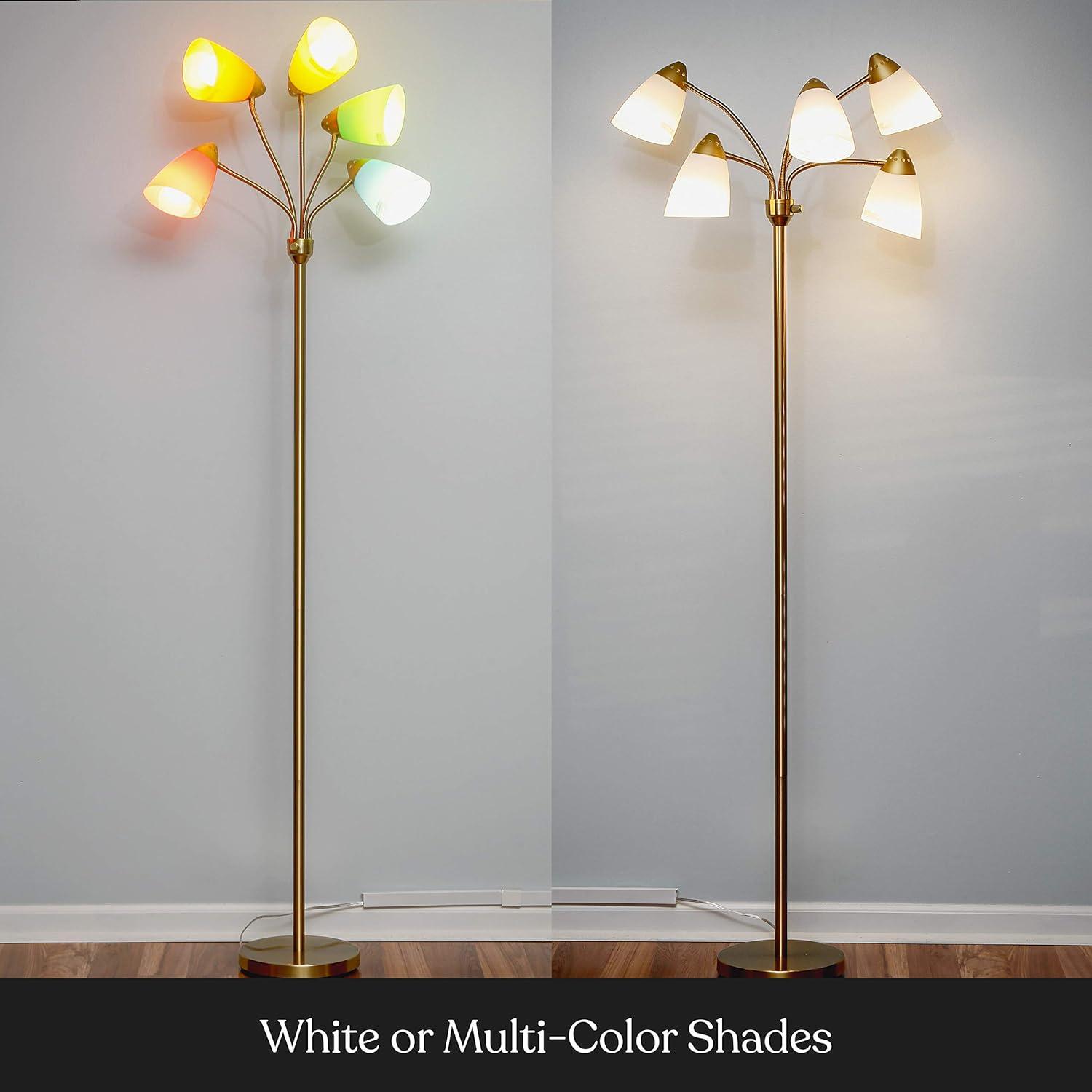 Brightech Medusa 74 in. Modern 5-Light Height Adjustable Gooseneck LED Floor Lamp with 5 Cone Shades
