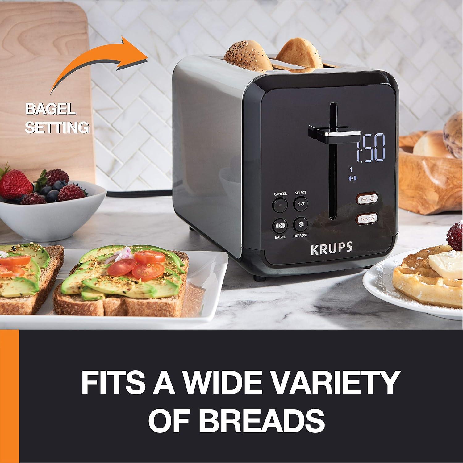 Digital Stainless Steel 2-Slice Toaster with Wide Slots