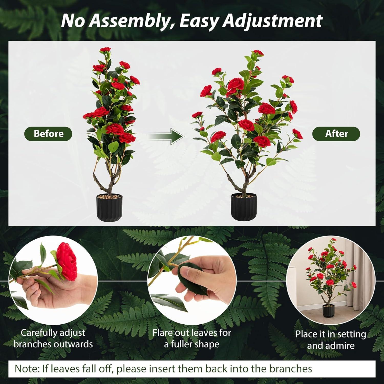 Primrue 38 In. Faux Camellia Tree In Pot Decorative Plant Indoor/Outdoor
