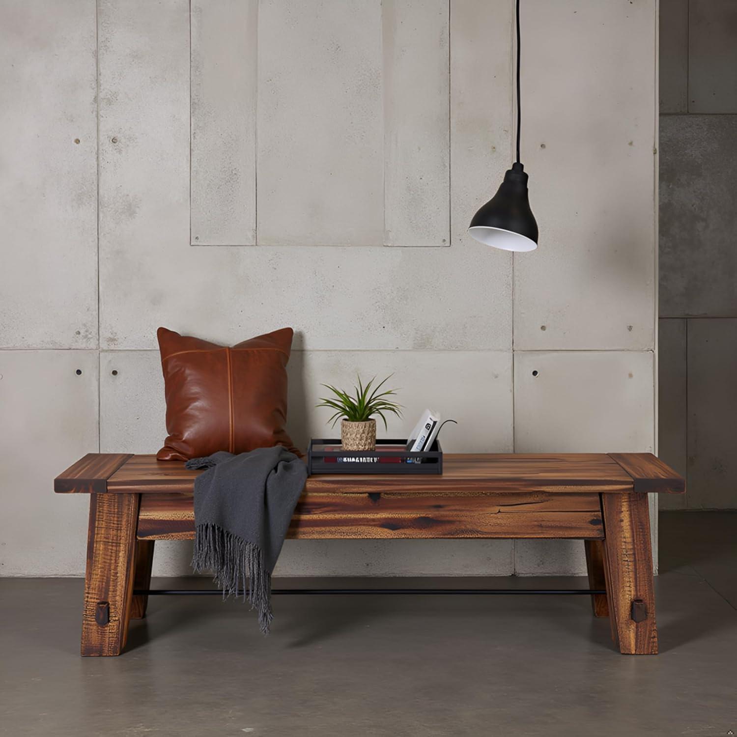Durango Wood Entryway/Dining Bench Dark Brown - Alaterre Furniture: Industrial Accent, 60" Long