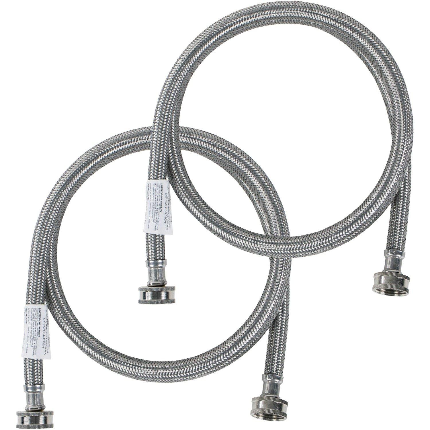 Certified Appliance Accessories® 2-Pack Braided Stainless Steel Washing Machine Hoses (4 Ft.) in Silver