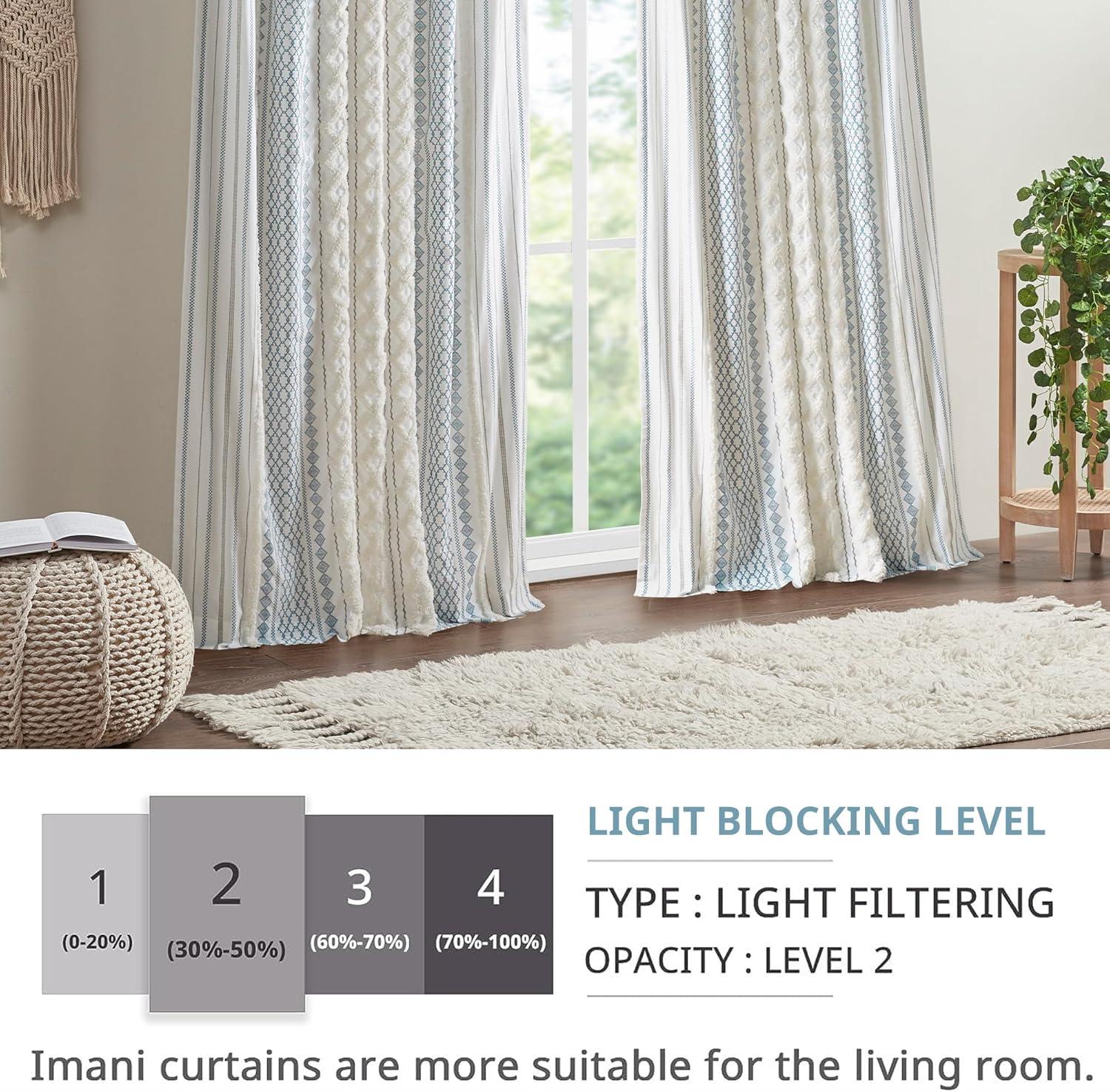 Imani Cotton Printed Curtain Panel with Chenille Stripe and Lining