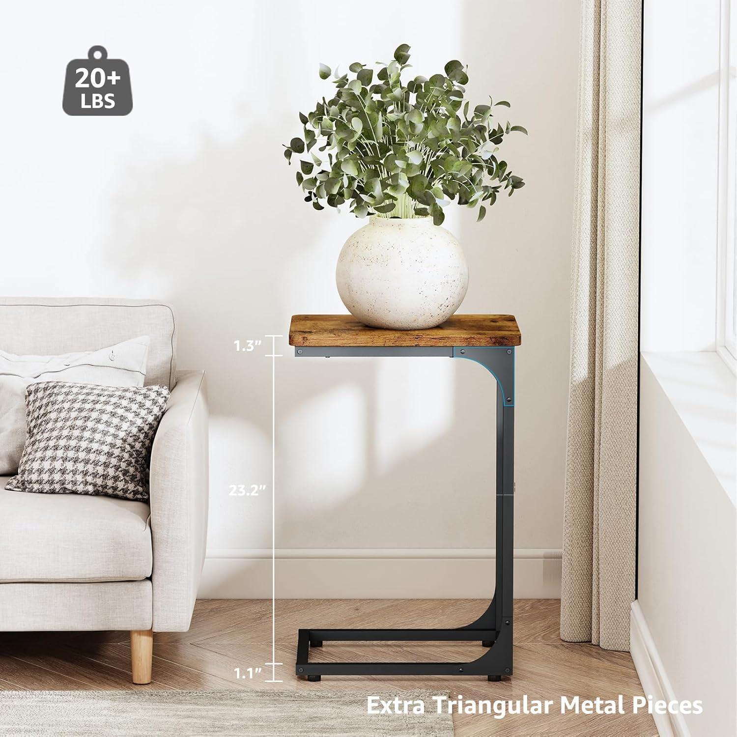 C Table Side Table Set of 2 Living Room Sets C Shaped Couch Tray End Tables Modern, Black and White