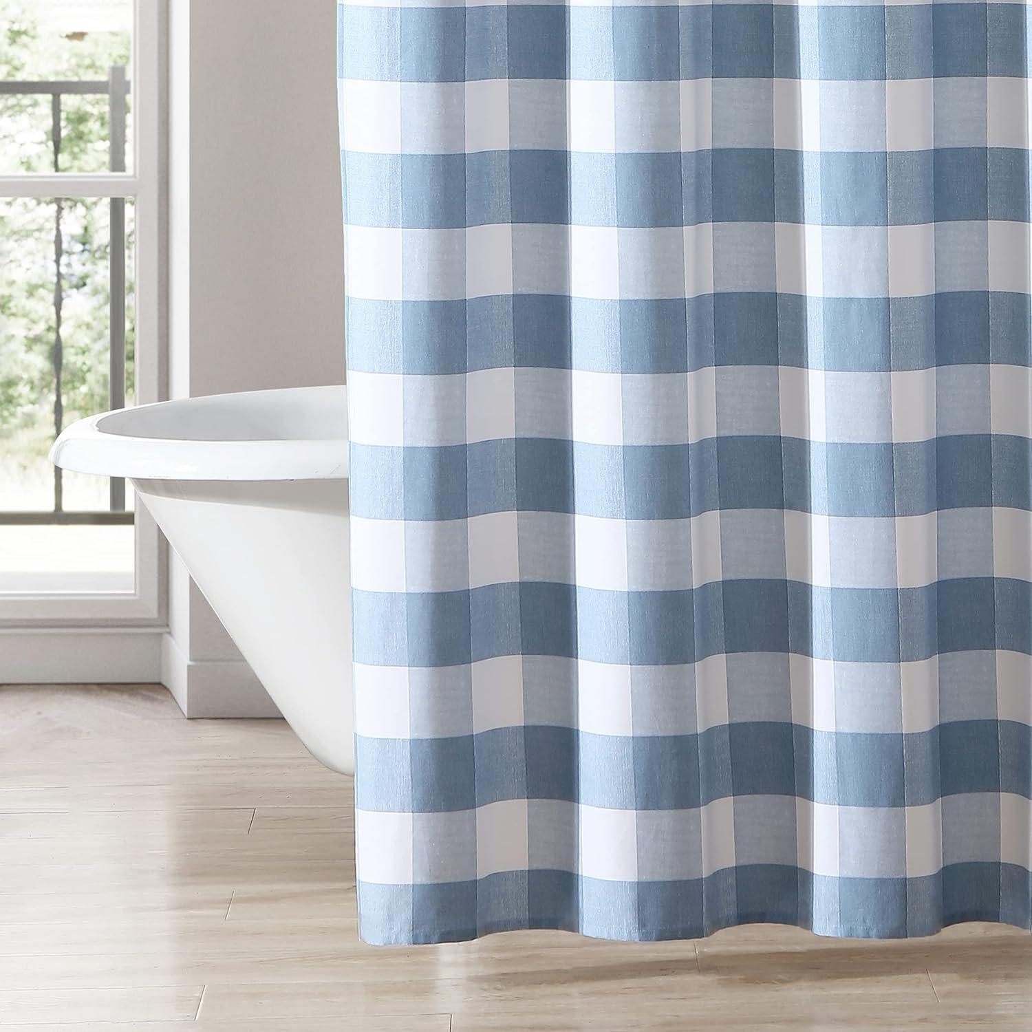 Cynthia Cotton Blue/White Shower Curtain