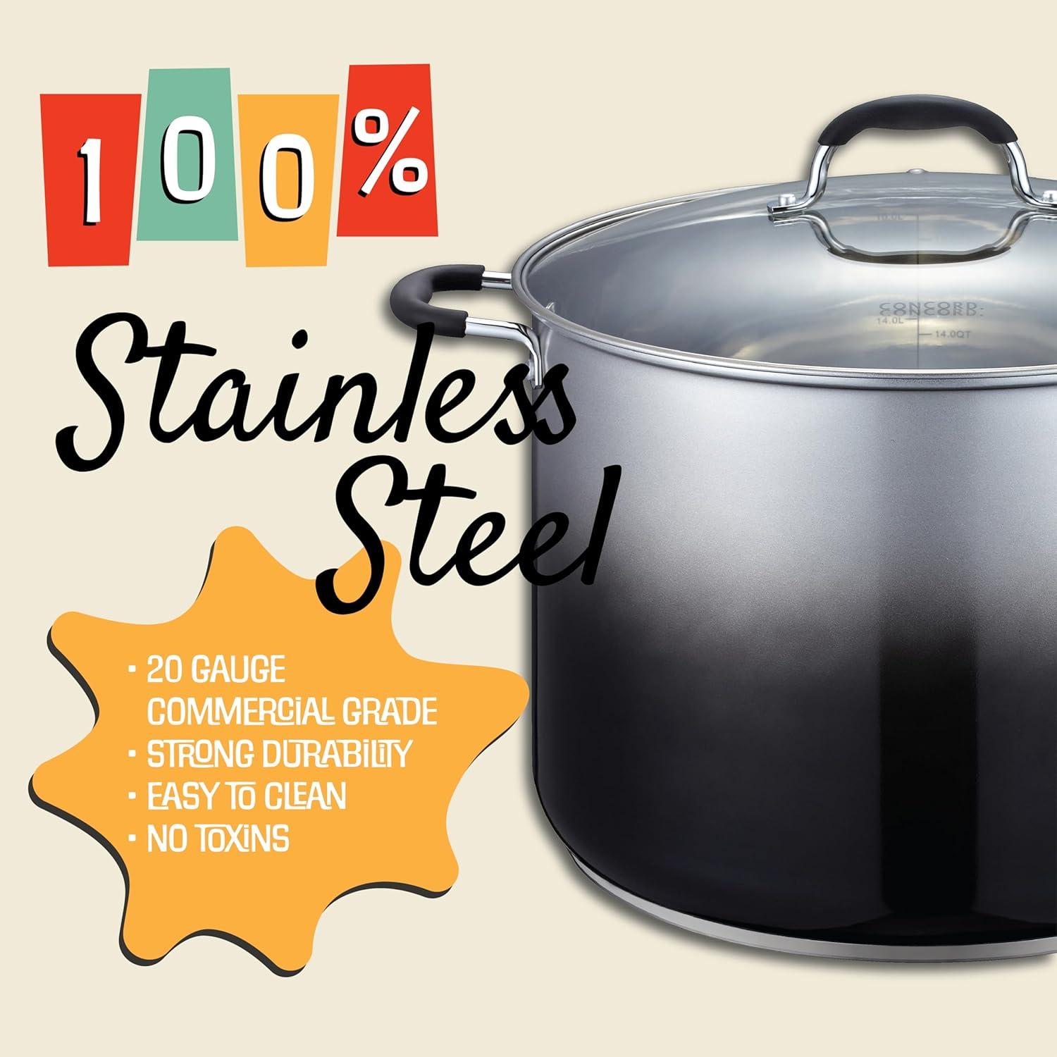 Concord Cookware Concord Cookware 20 Quarts Non-Stick Stainless Steel Stock Pot