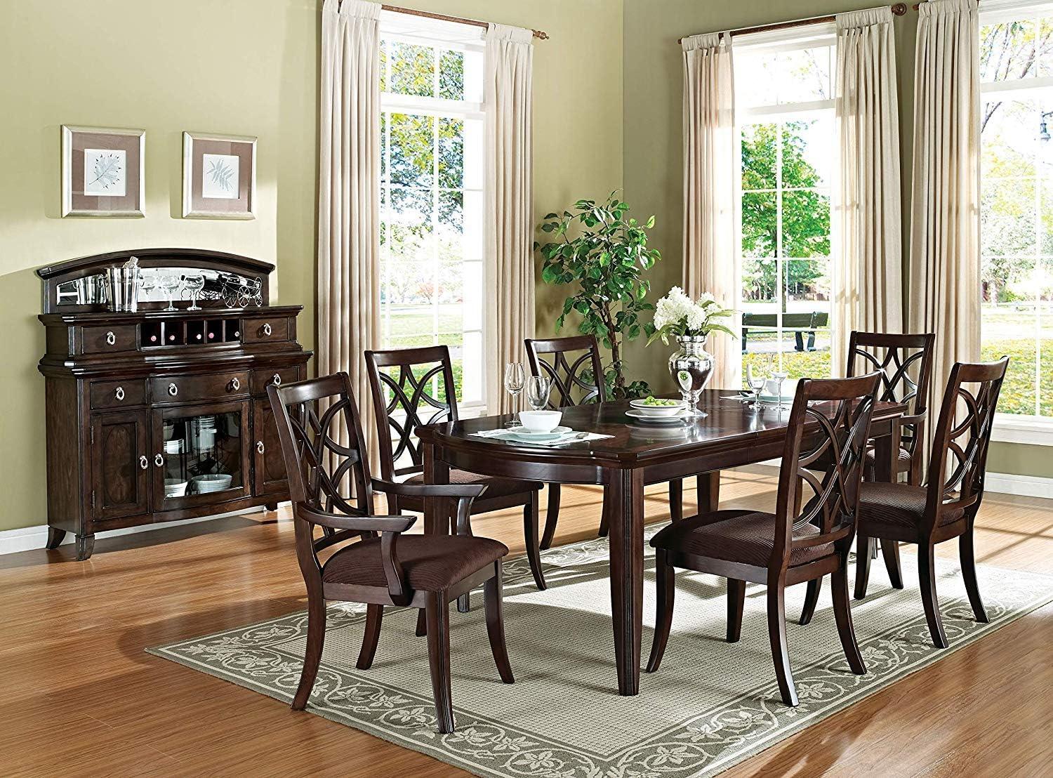 Dark Walnut Extendable Rectangular Dining Table