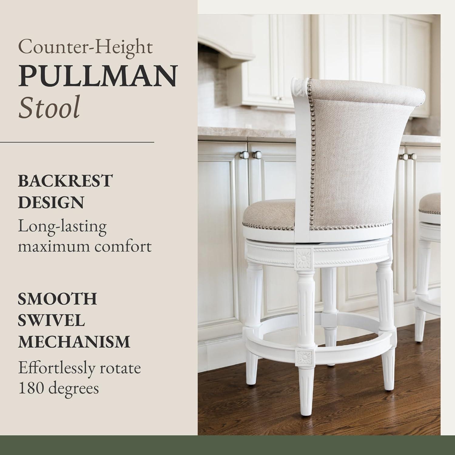 Open Box Maven Lane Pullman High-Back Stool, Alabaster White, Counter Height