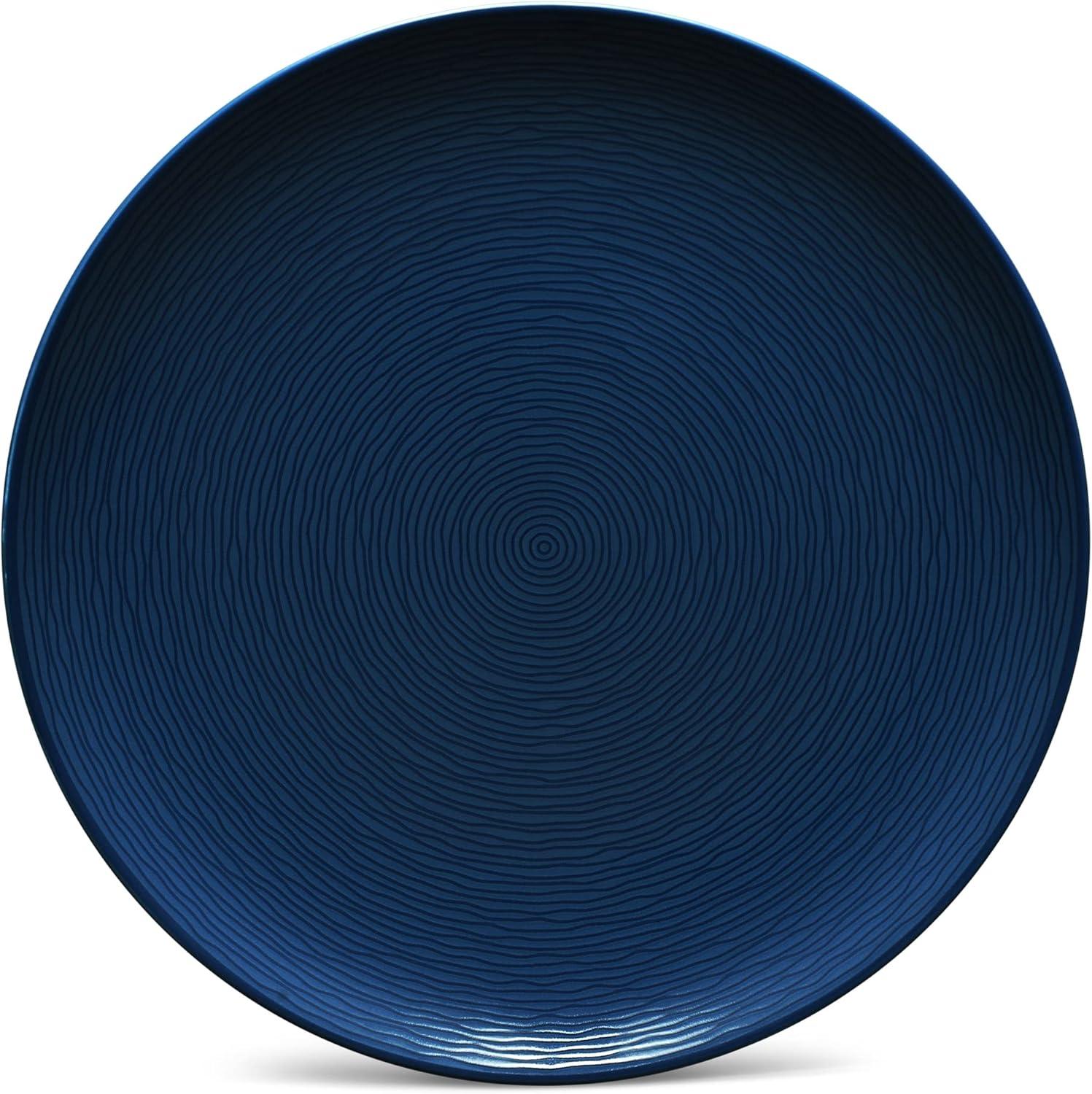 Navy Porcelain Textured Accent Dinner Plates, Set of 4