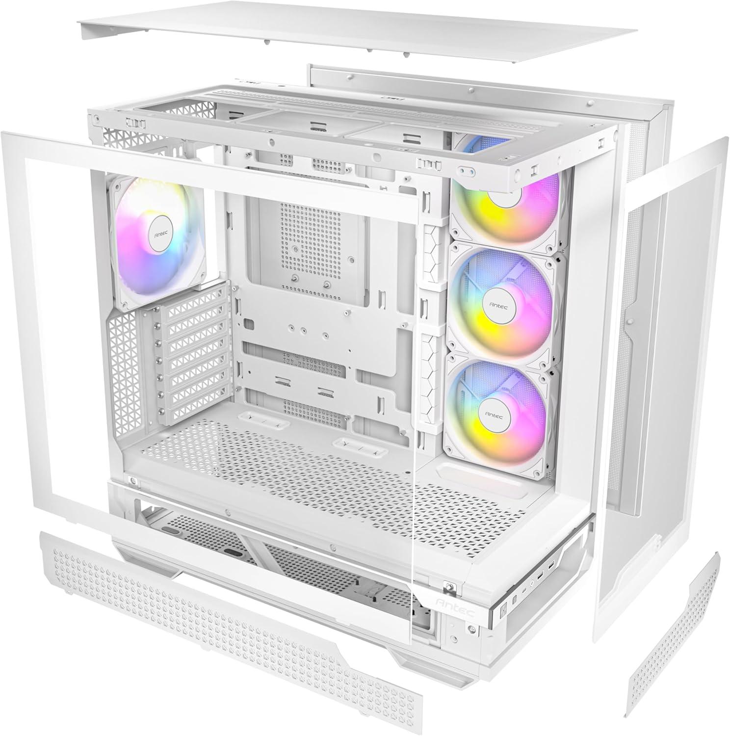 Antec C7 ARGB White, RTX 40 GPU Support, 4 x 120mm ARGB PWM Fans Included, Vertical GPU Cooling, Type-C 10Gbps, Seamless Tempered Glass Front & Side Panels, 360mm Radiator Support, Mid-Tower E-ATX PC