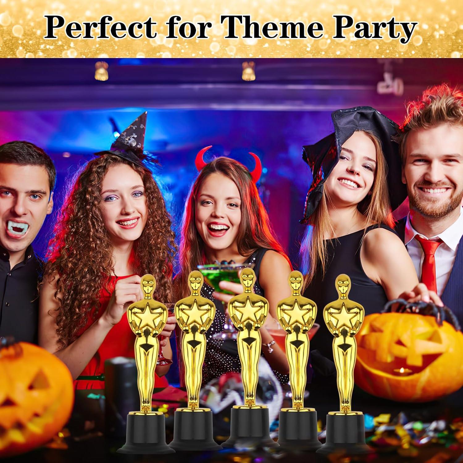 WINKIO Gold Award Trophies，Gold Award Statues, Pack of 6 Mini Trophies, Plastic Trophy Award for Competition,Events, Sports, Party Decorations,Award Ceremony and Appreciation Gift