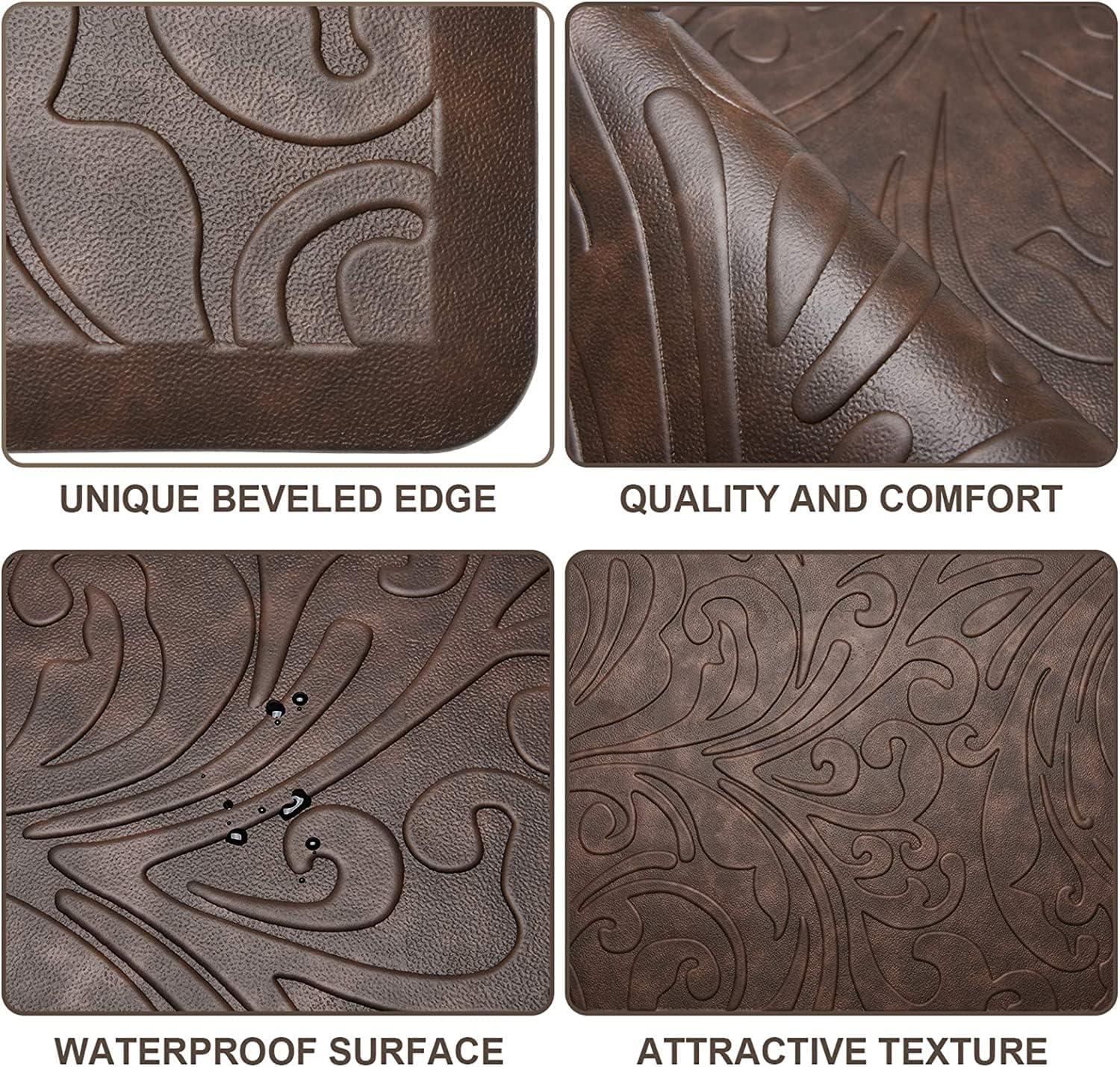 J&V TEXTILES Medallion Embossed Anti-Fatigue Stain-Resistant Cushioned Floor Mats