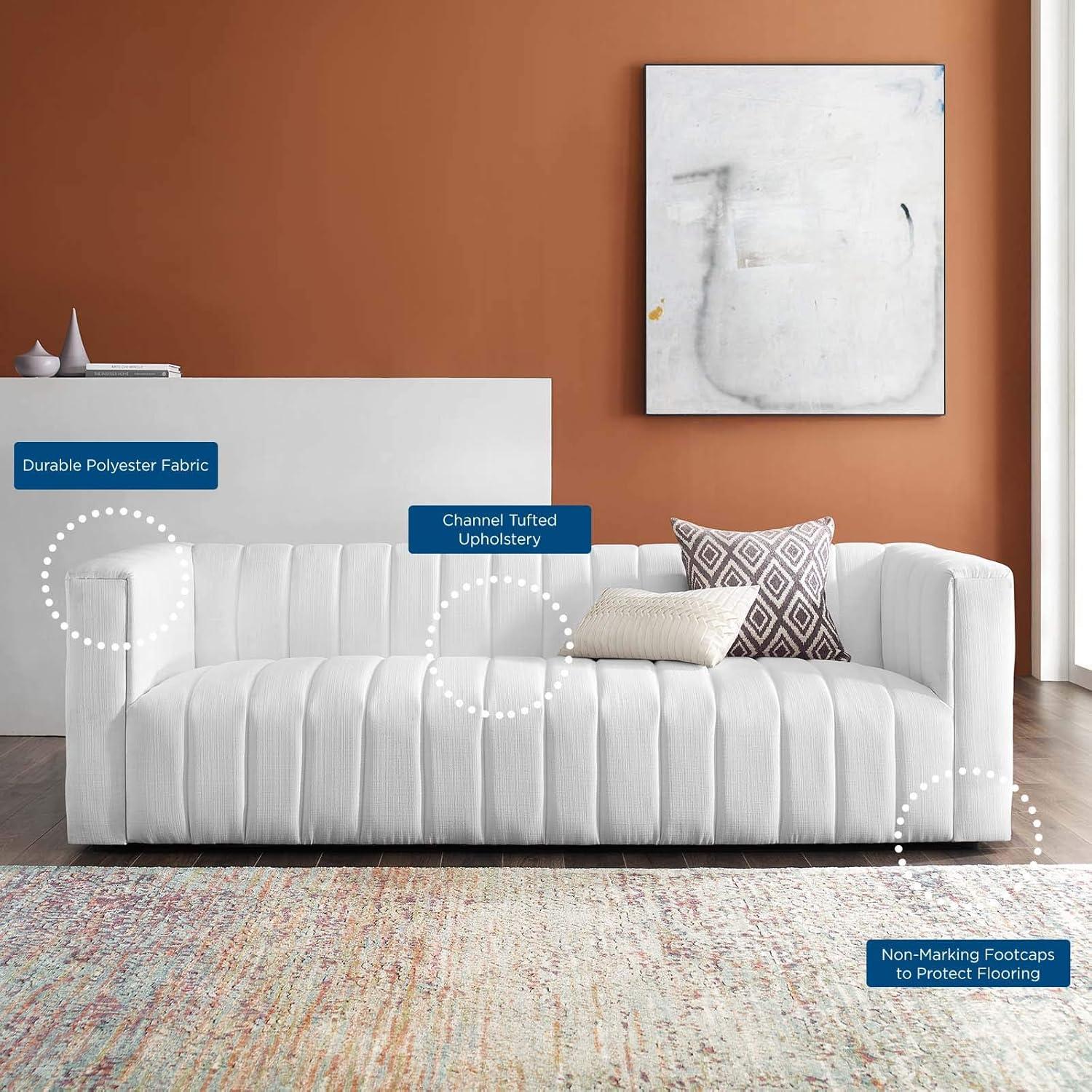 Modway Reflection Channel Tufted Upholstered Fabric Sofa in White