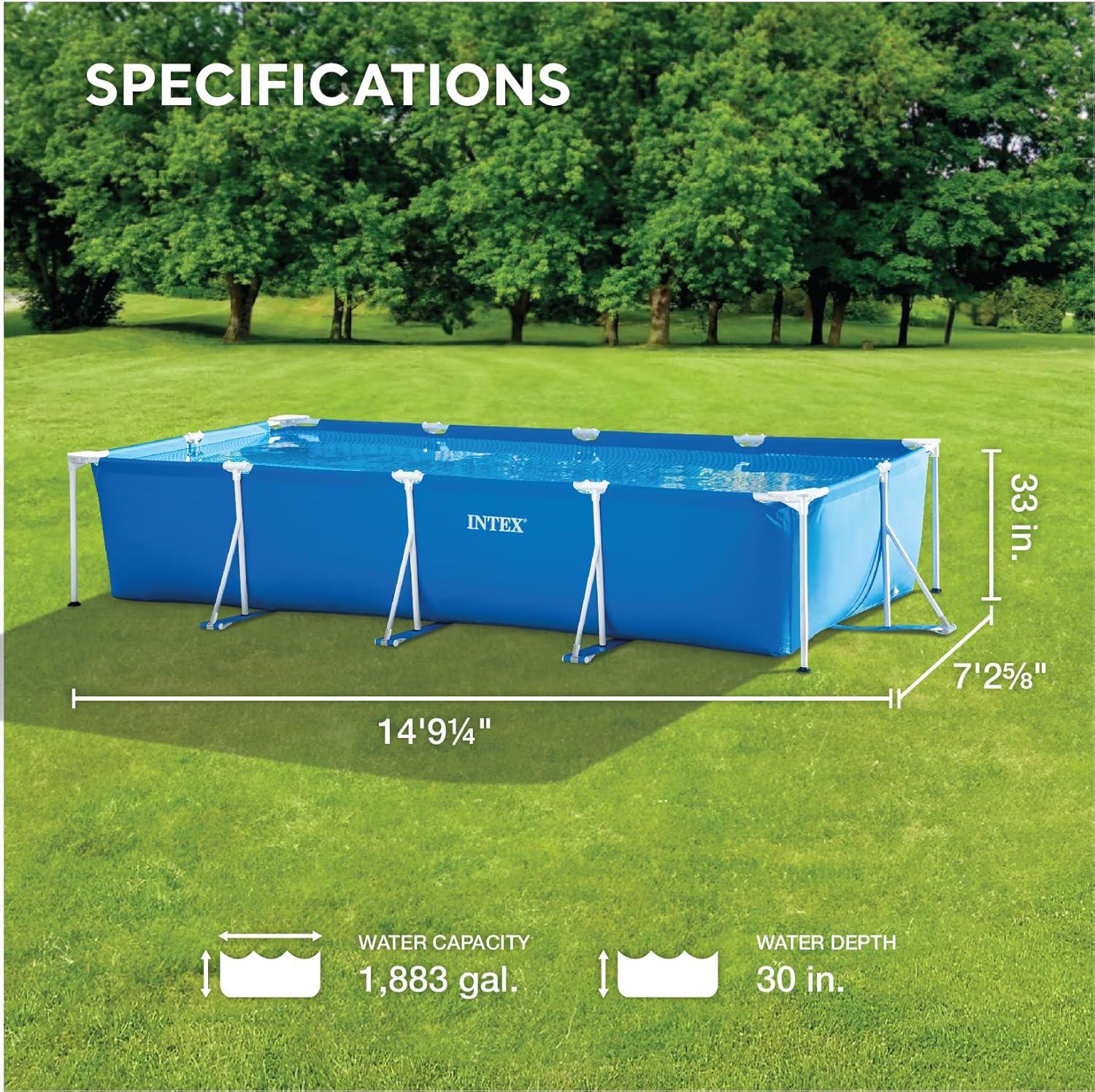 Intex 14ft Blue Rectangular Above Ground Pool with Pump