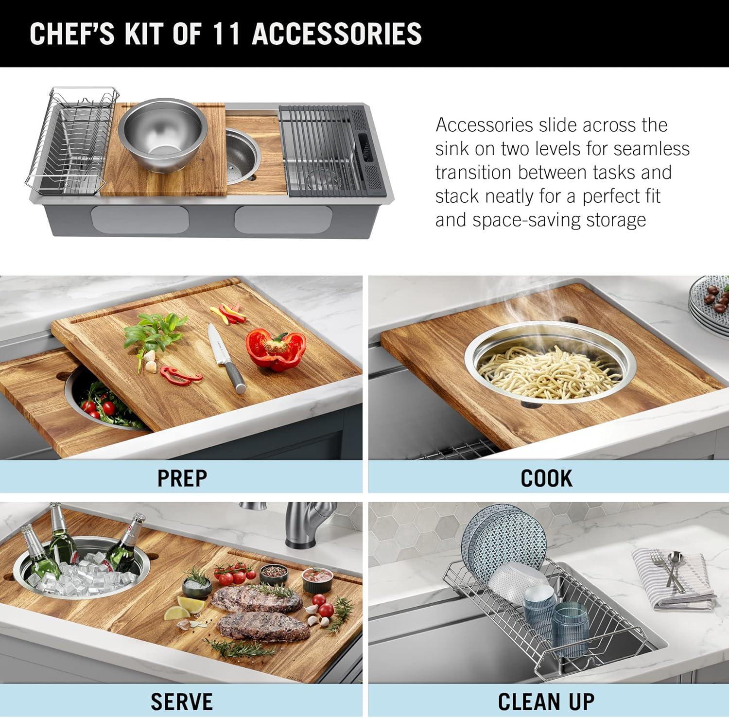 Delta Lorelai™ 45" L Workstation Kitchen Sink Undermount 16 Gauge Stainless Steel Single Bowl with 2-Tier WorkFlow™ Ledge