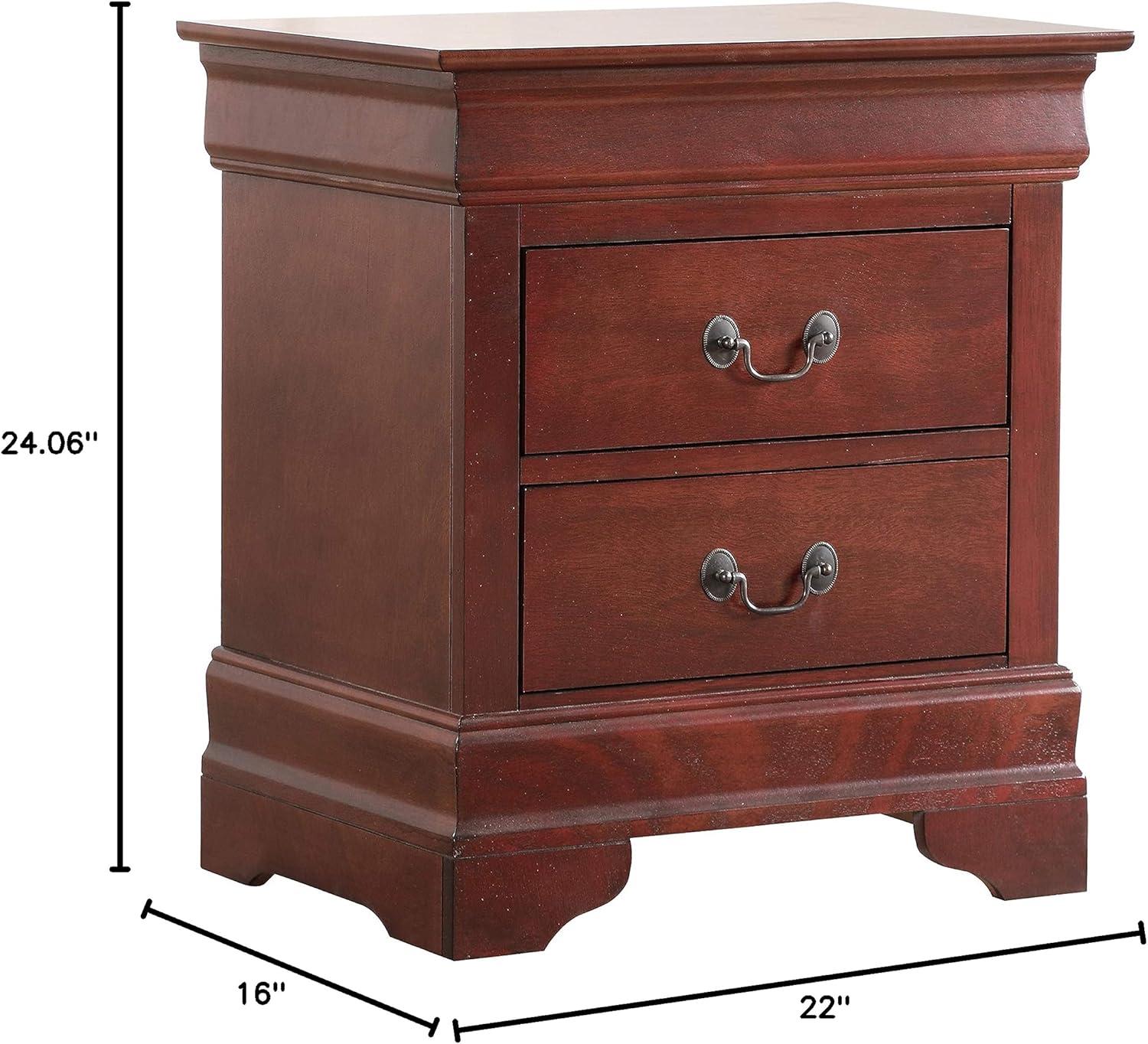 Glory Furniture Louis Phillipe 2 Drawer Nightstand in Cherry