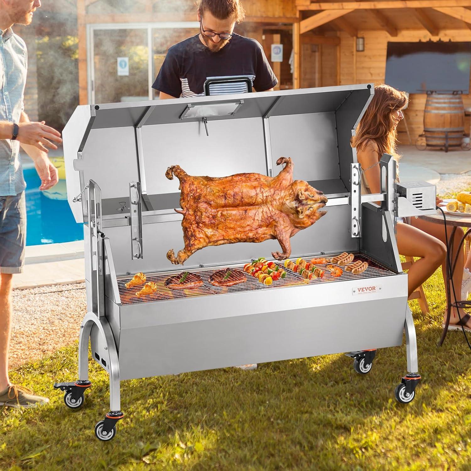 Roaster Spit Rotisserie BBQ Grill Pig Lamb Chicken Roaster 52W 198LBS