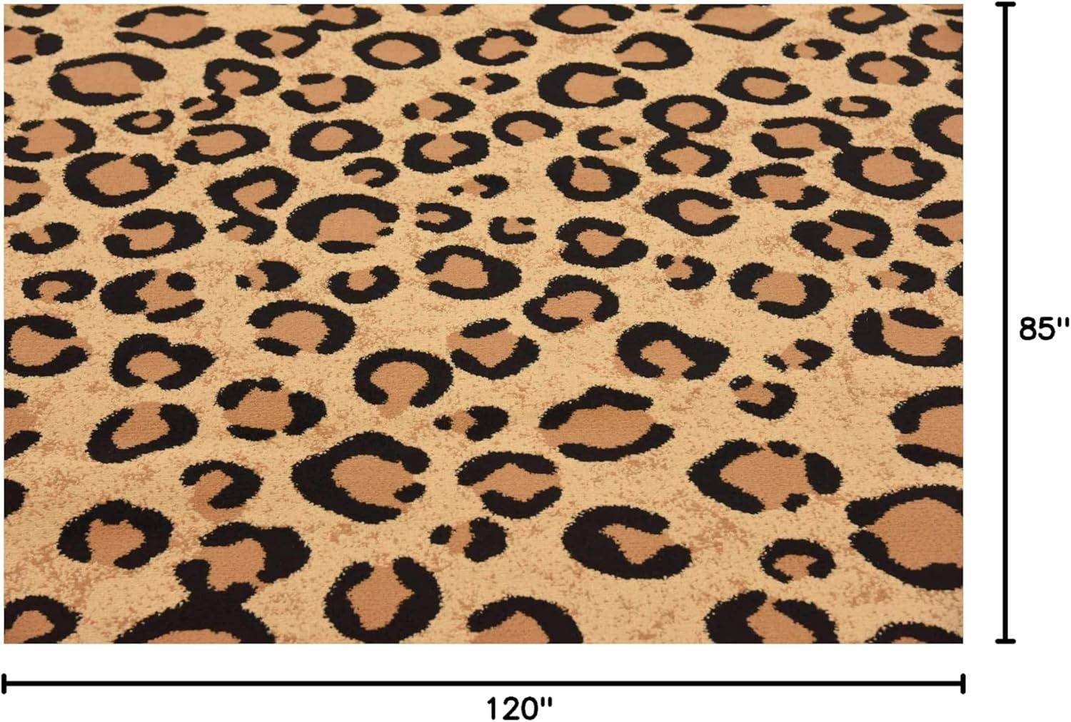 Unique Loom Wildlife Collection Area Rug - Leopard (7' 10" Square Light Brown/Black)