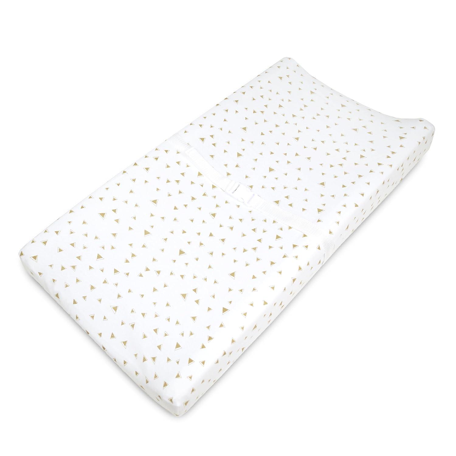 American Baby Company 2 Pack Printed 100% Natural Cotton Jersey Knit Fitted Contoured Changing Table Pad Cover, Travel Lite Mattress, Taupe Feathers and Triangles, Soft Breathable, Boys and Girls