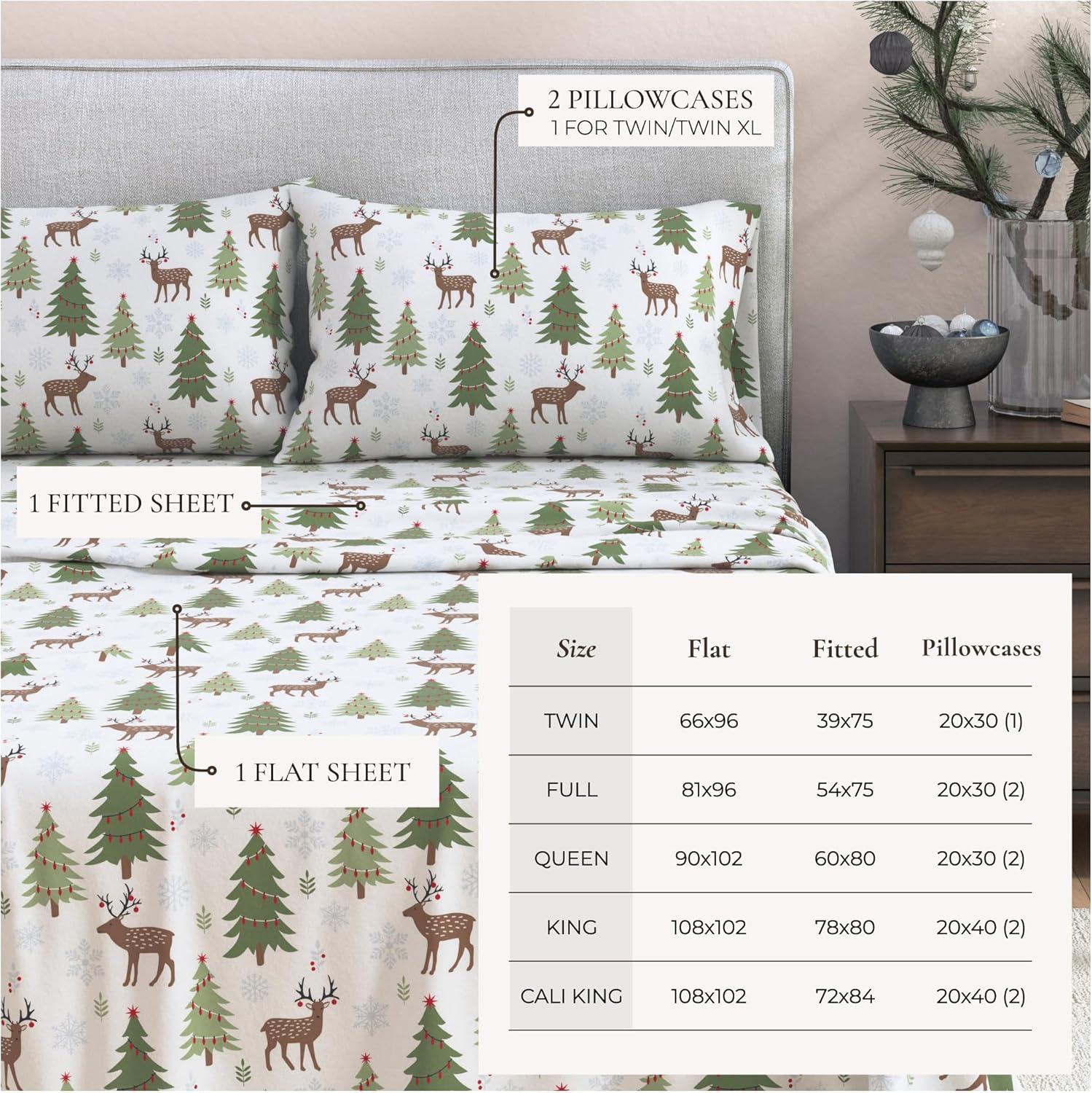 100% Cotton Lodge Printed Flannel Sheet Set