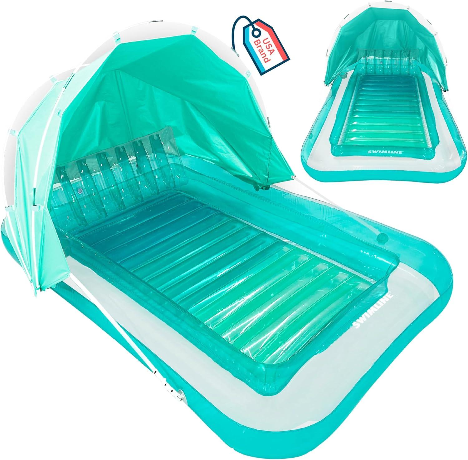 Swimline Original Inflatable Suntan Tub Lounge Float with Adjustable Shade, Mint