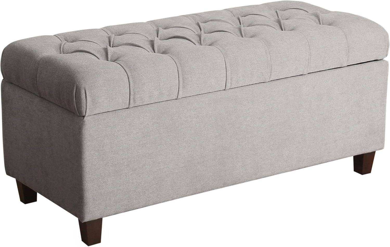 Ainsley Light Gray Tufted Storage Ottoman Bench with Hinged Lid