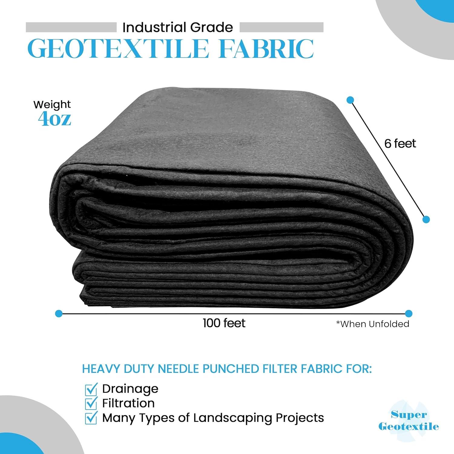 4, 6, 8 oz Non Woven Fabric for Landscaping, French Drains, Underlayment, Erosion Control, Construction Projects - 4 oz (8x50) Ships Folded