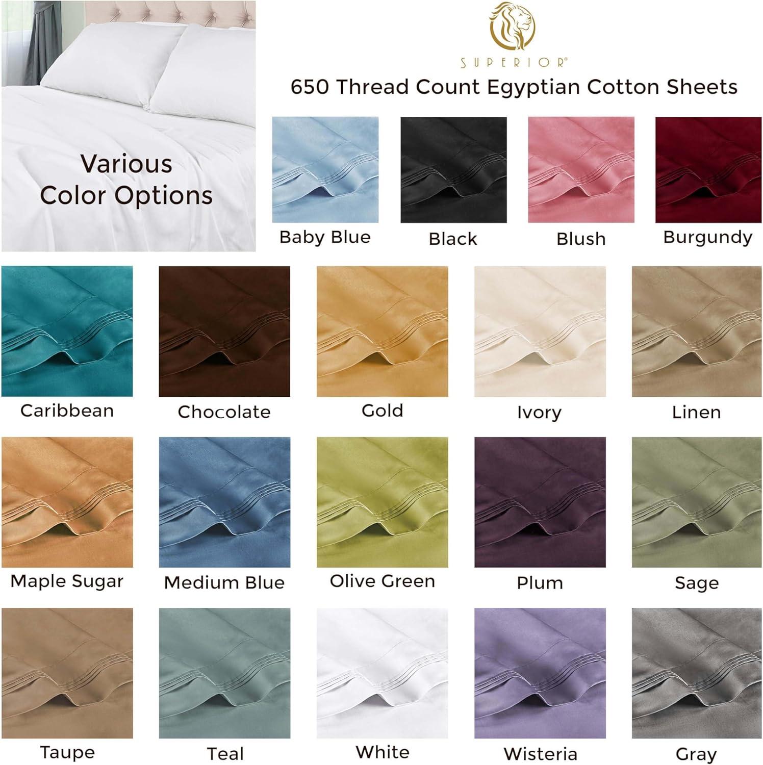 Egyptian Cotton Deep Pocket Solid 650 Thread Count Sheet Set